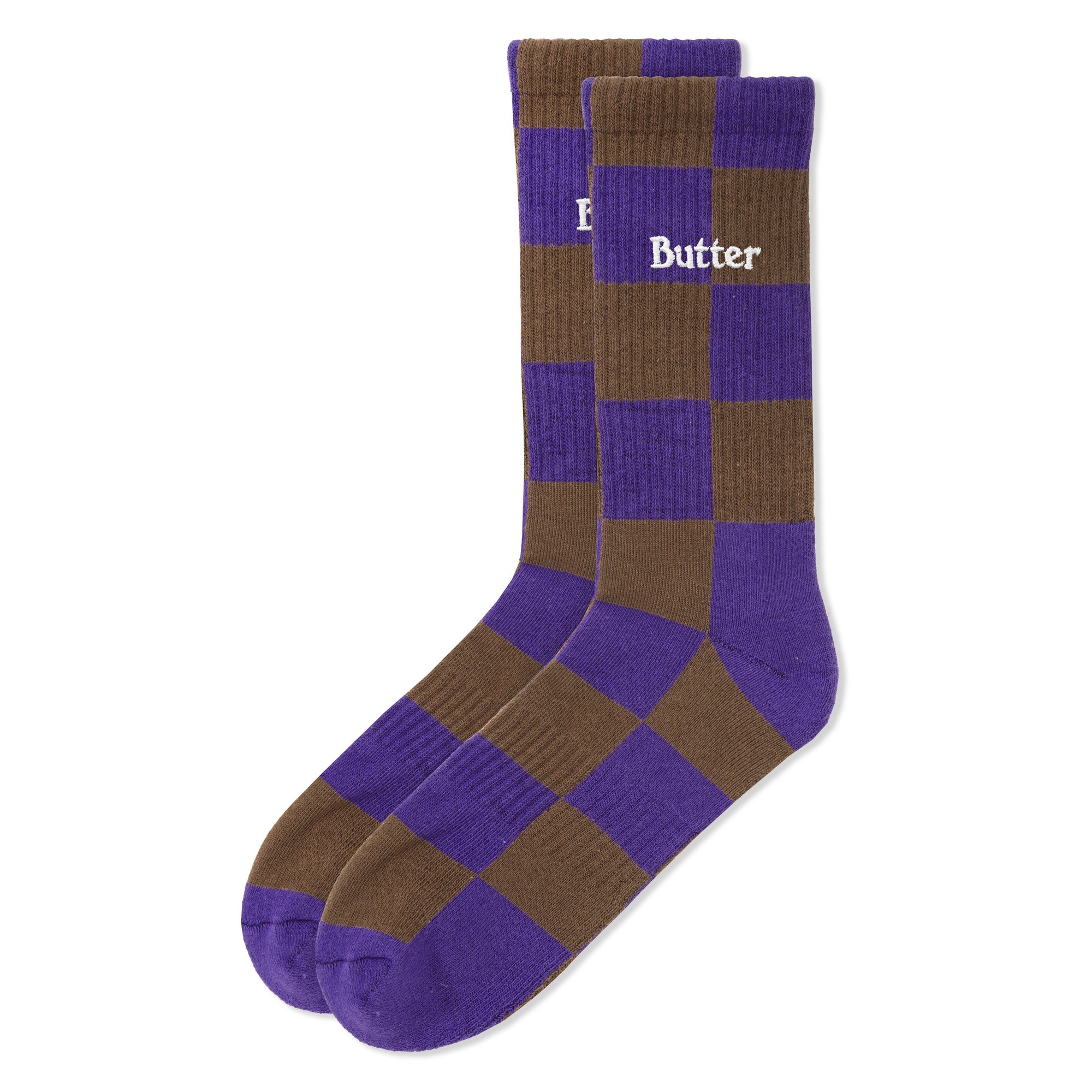 Butter Goods Checkered Socks Brown/Indigo