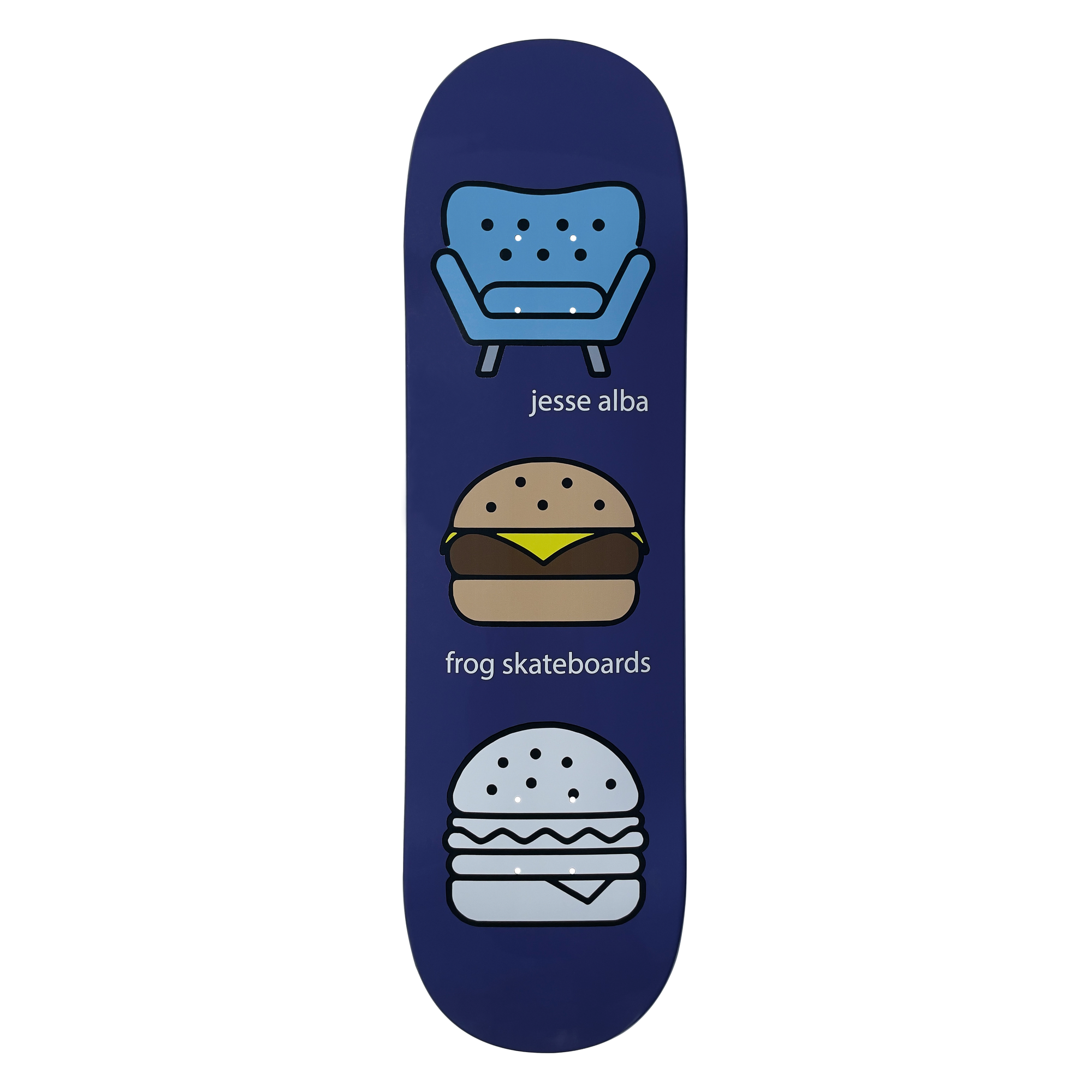 Frog Ghost Burger Jesse Alba Skateboard Deck 8.25"
