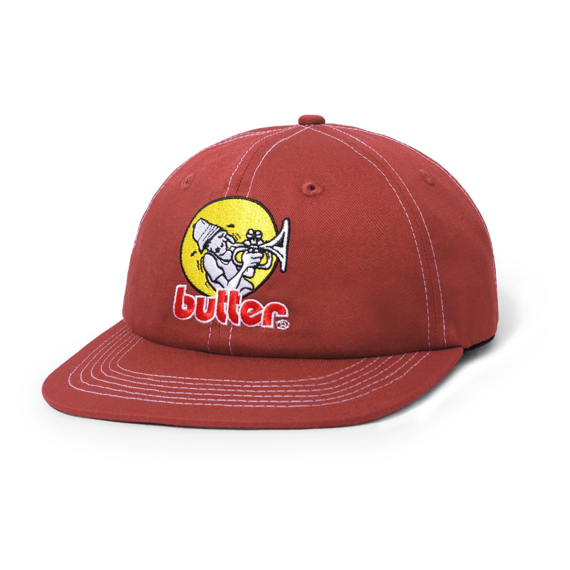 Butter Brass 6 Panel Cap Washed Clay Red