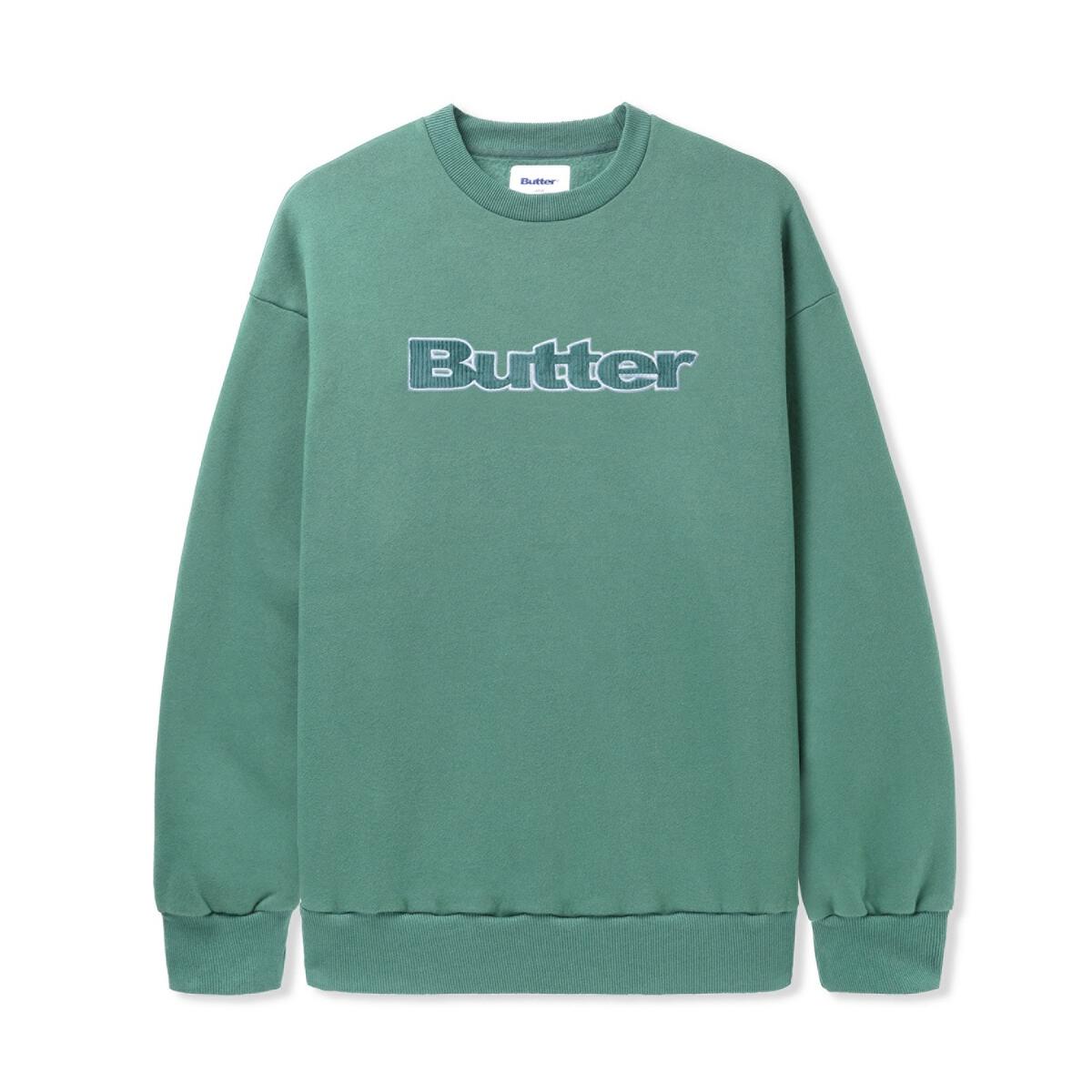 Butter Goods Cord Logo Crewneck Sweatshirt Jungle Wood - Orchard Skateshop