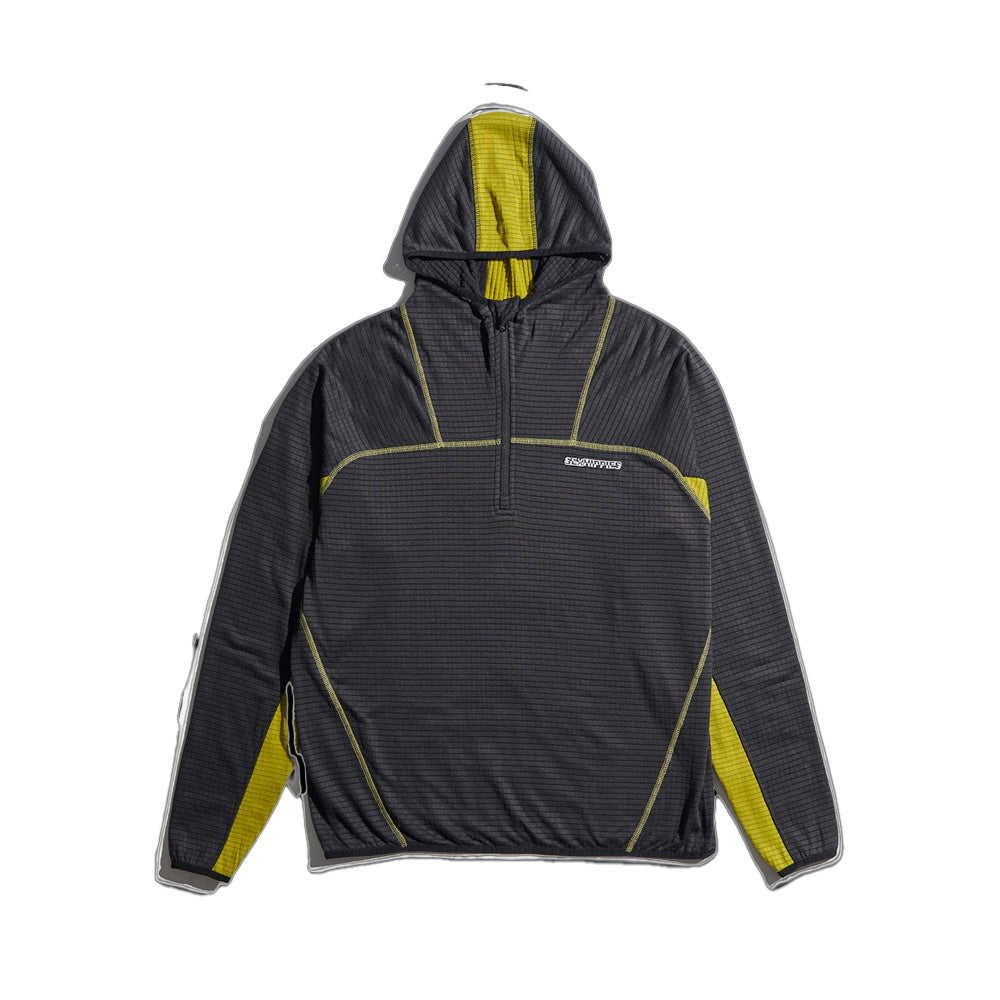 SexHippies Grid Fleece Hooded Pullover Gunmetal/Acid Green