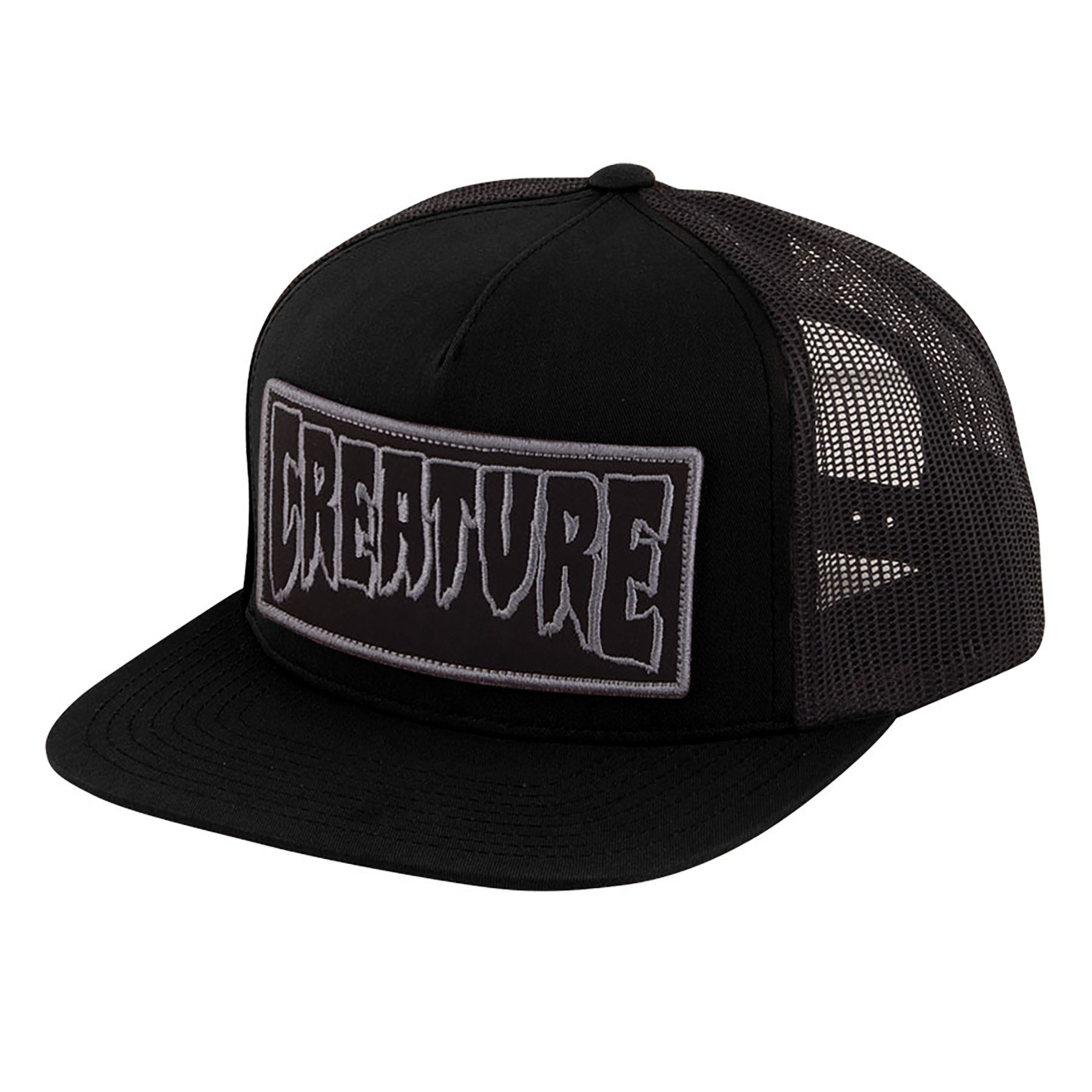 Creature Reverse Patch Mesh Trucker High Profile Hat Black