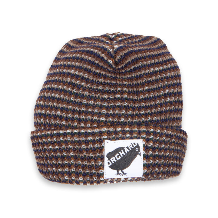 Orchard Bird Logo Short Cuff Beanie Olive/Brown/Blue Multicolor