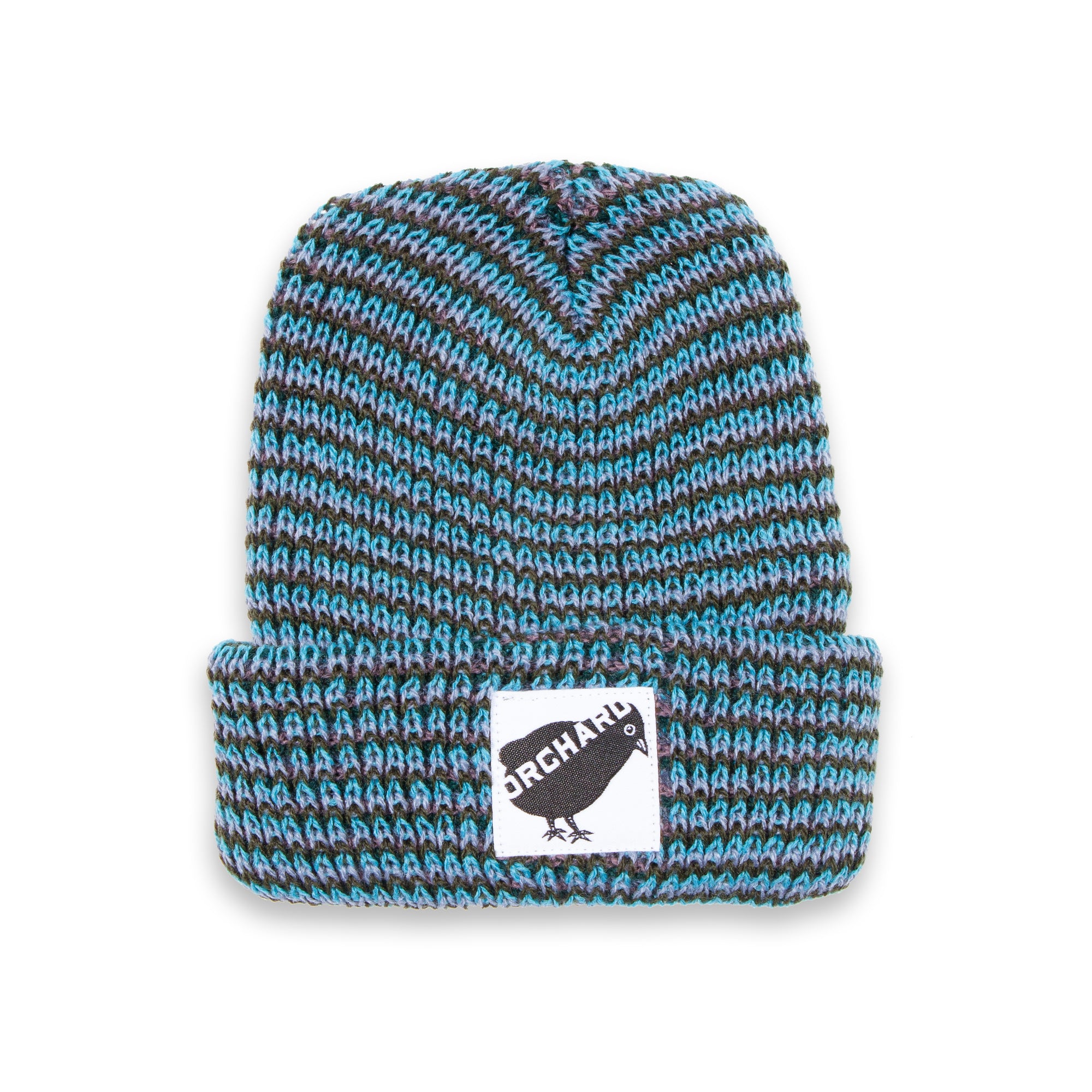Orchard Bird Logo Short Cuff Beanie Cyan Multicolor