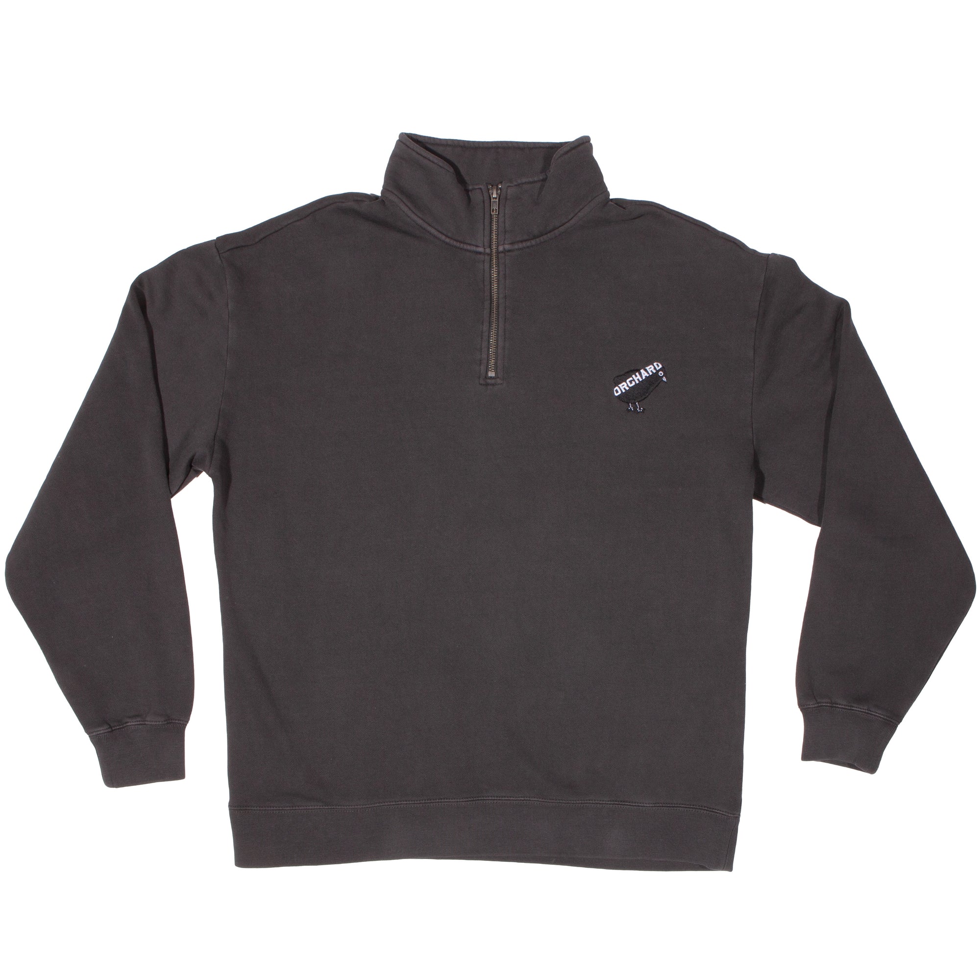 Orchard Bird Logo Emb Q-Zip Sweatshirt Faded Black
