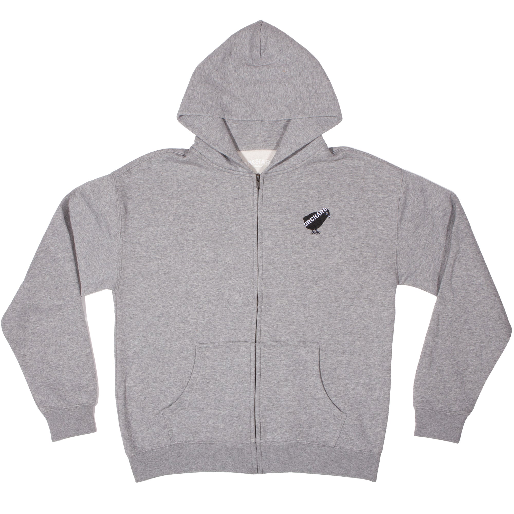 Orchard Bird Logo Emb Zip Hood Heather Grey