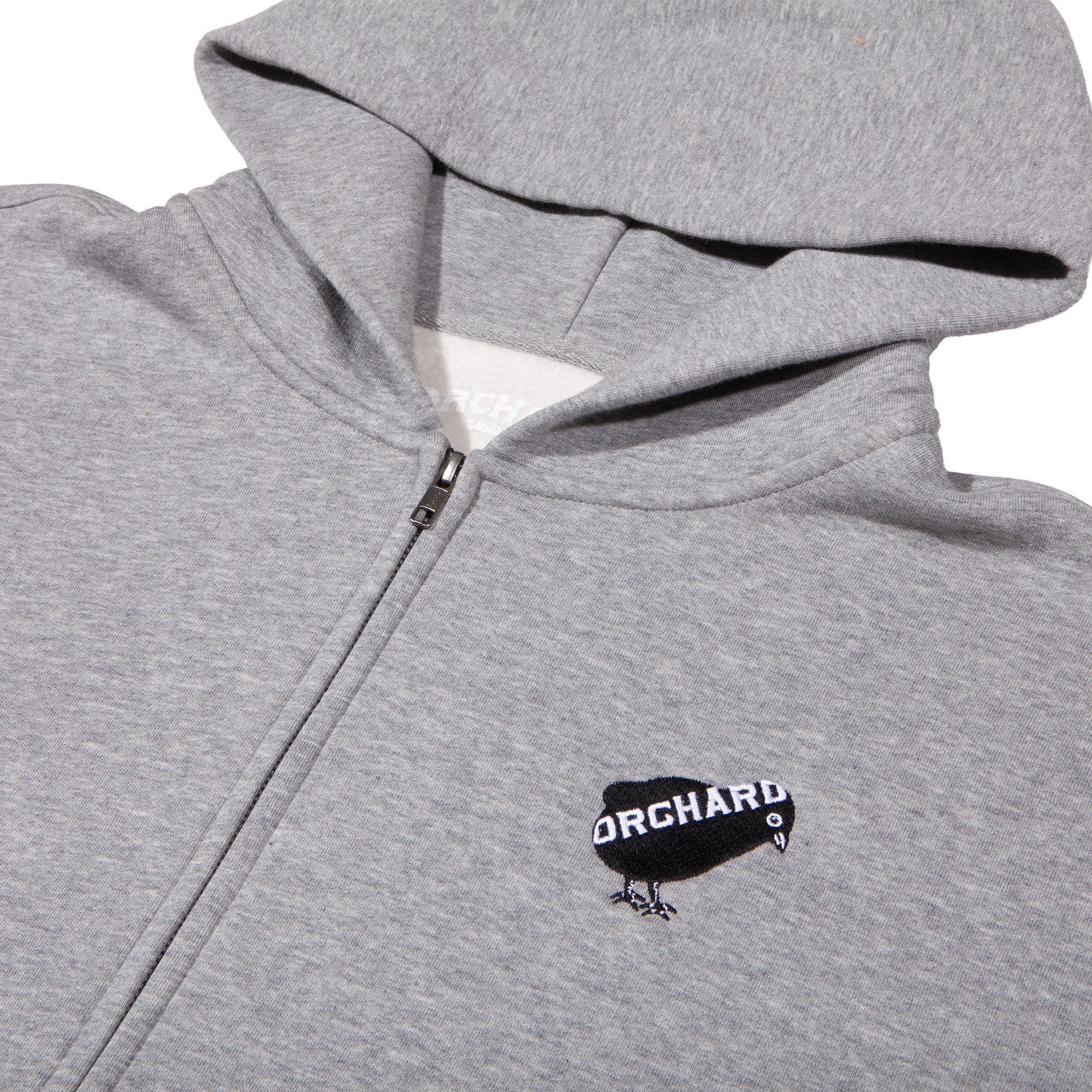 Orchard Bird Logo Emb Zip Hood Heather Grey