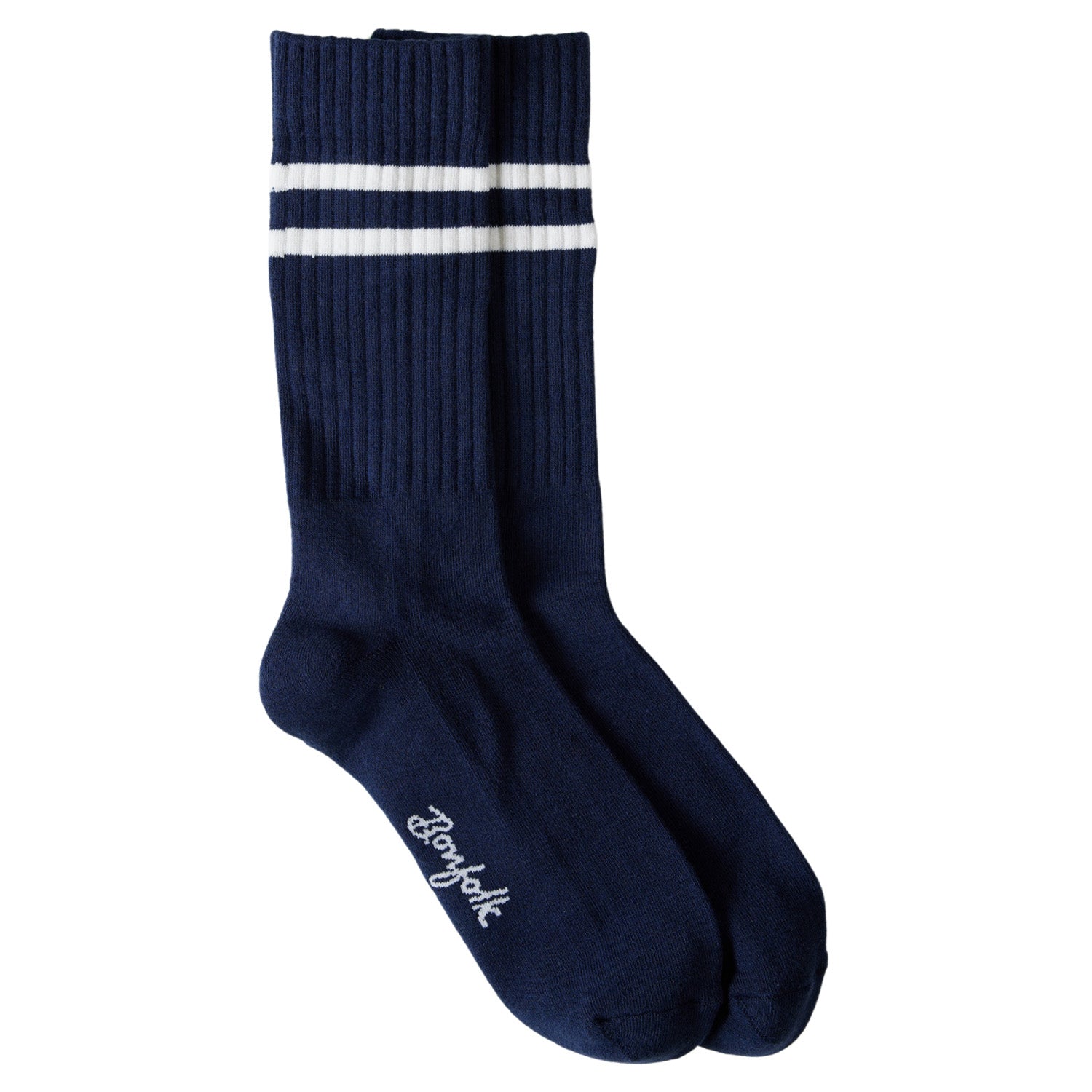 Bonfolk Retro Stripe Crew Sock Navy/White