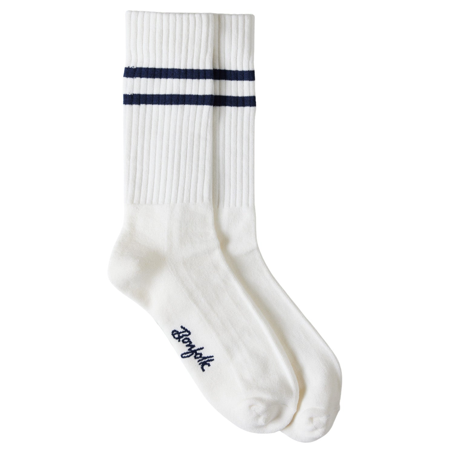 Bonfolk Retro Stripe Crew Sock White/Navy