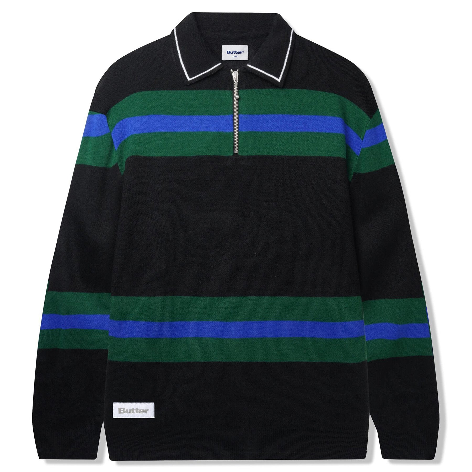 人気商品ランキング Butter Goods Polo Knit Sweater Black - Orchard Skateshop トップス