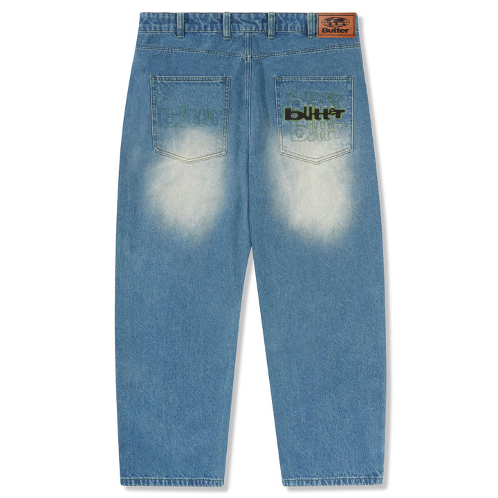 Butter Goods Warped Denim Jeans Washed Mid Blue