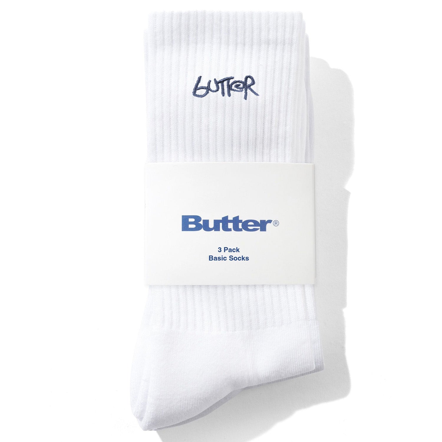 Butter Goods 3-Pack Basic Socks White