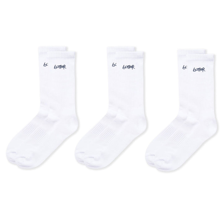 Butter Goods 3-Pack Basic Socks White