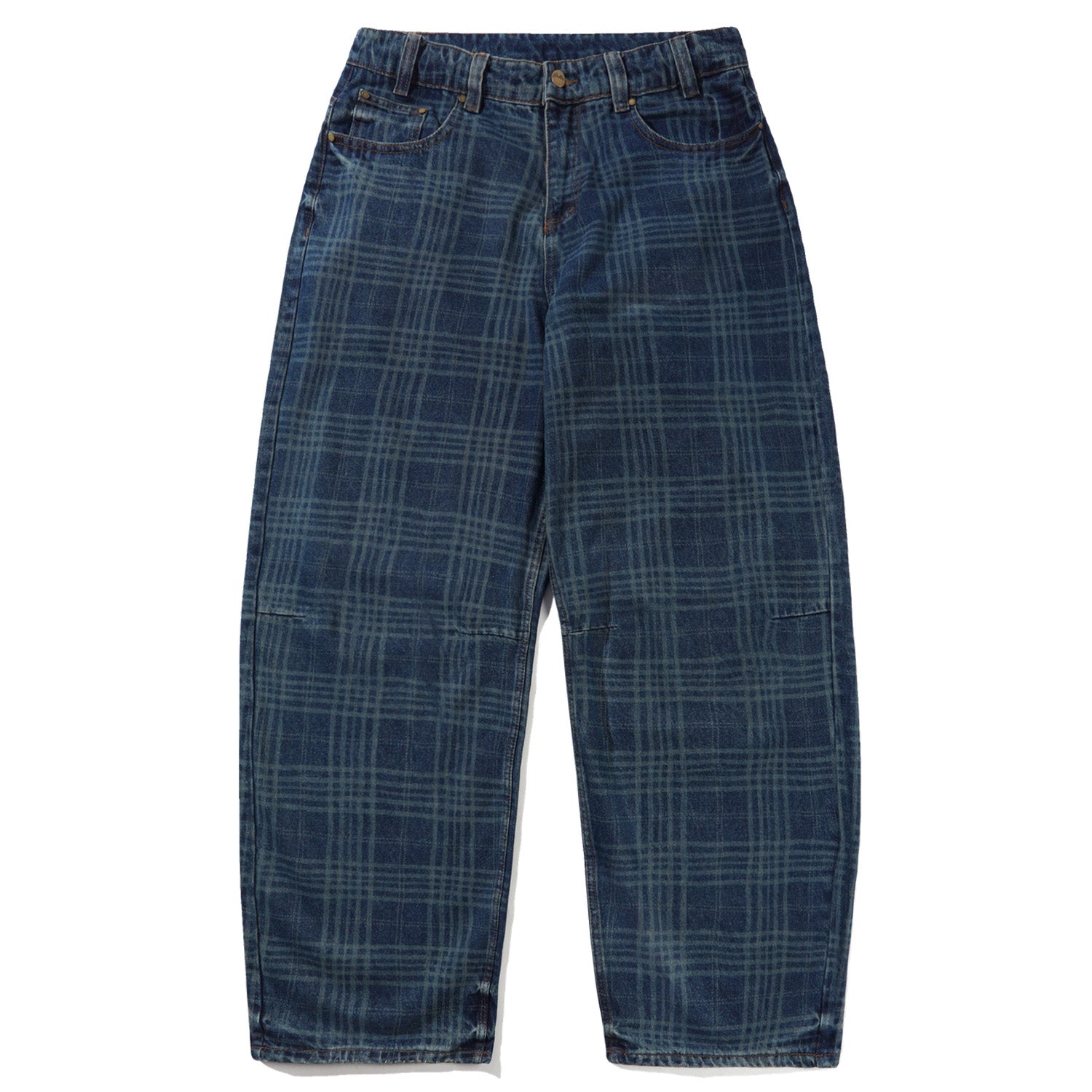 Butter Goods Burn Wide Cut Denim Jeans Dark Indigo Plaid