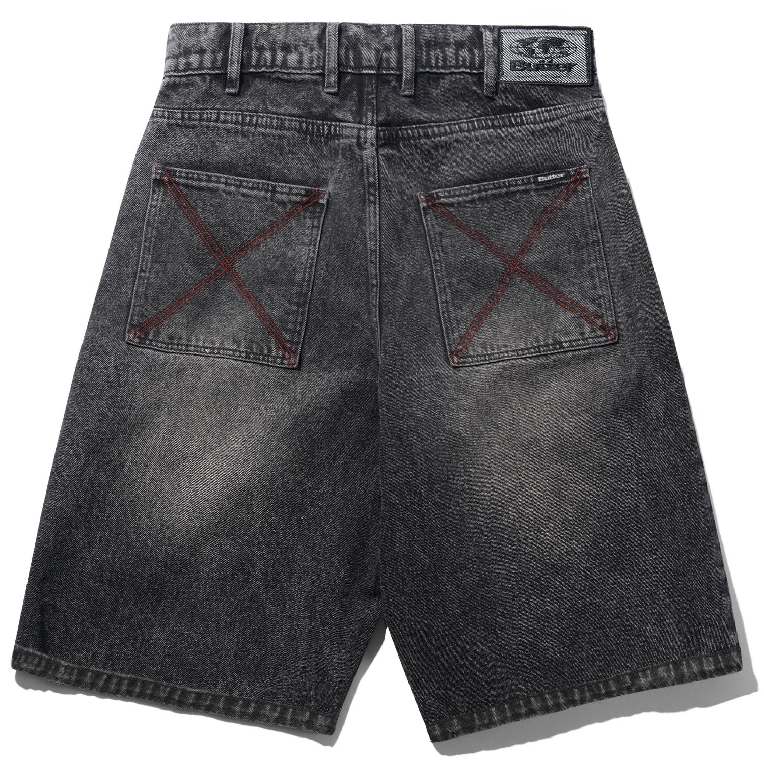 Butter Goods Distressed Big Denim Shorts Gun Metal