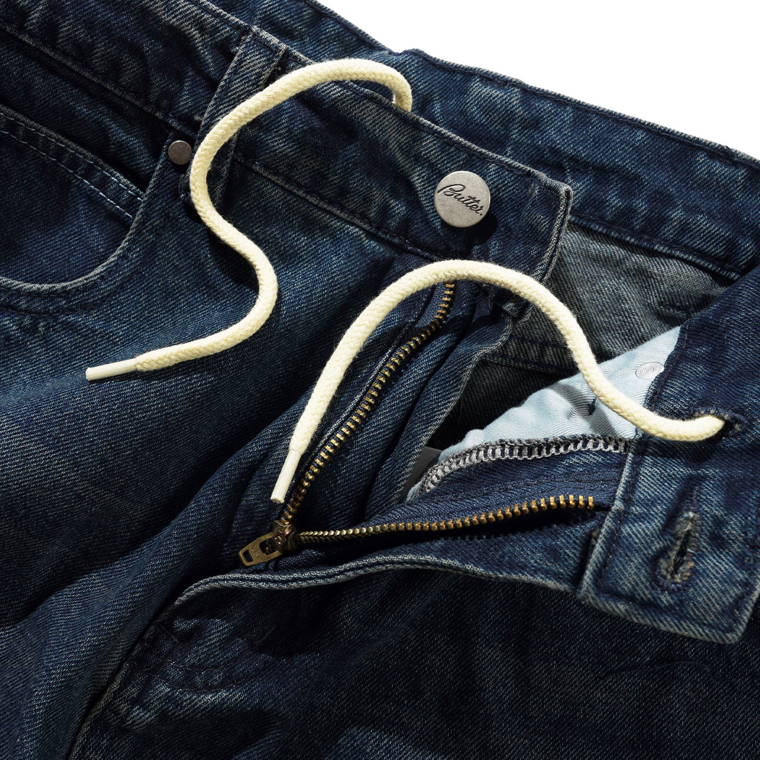 Butter Goods Distressed Big Denim Shorts Washed Dark Blue