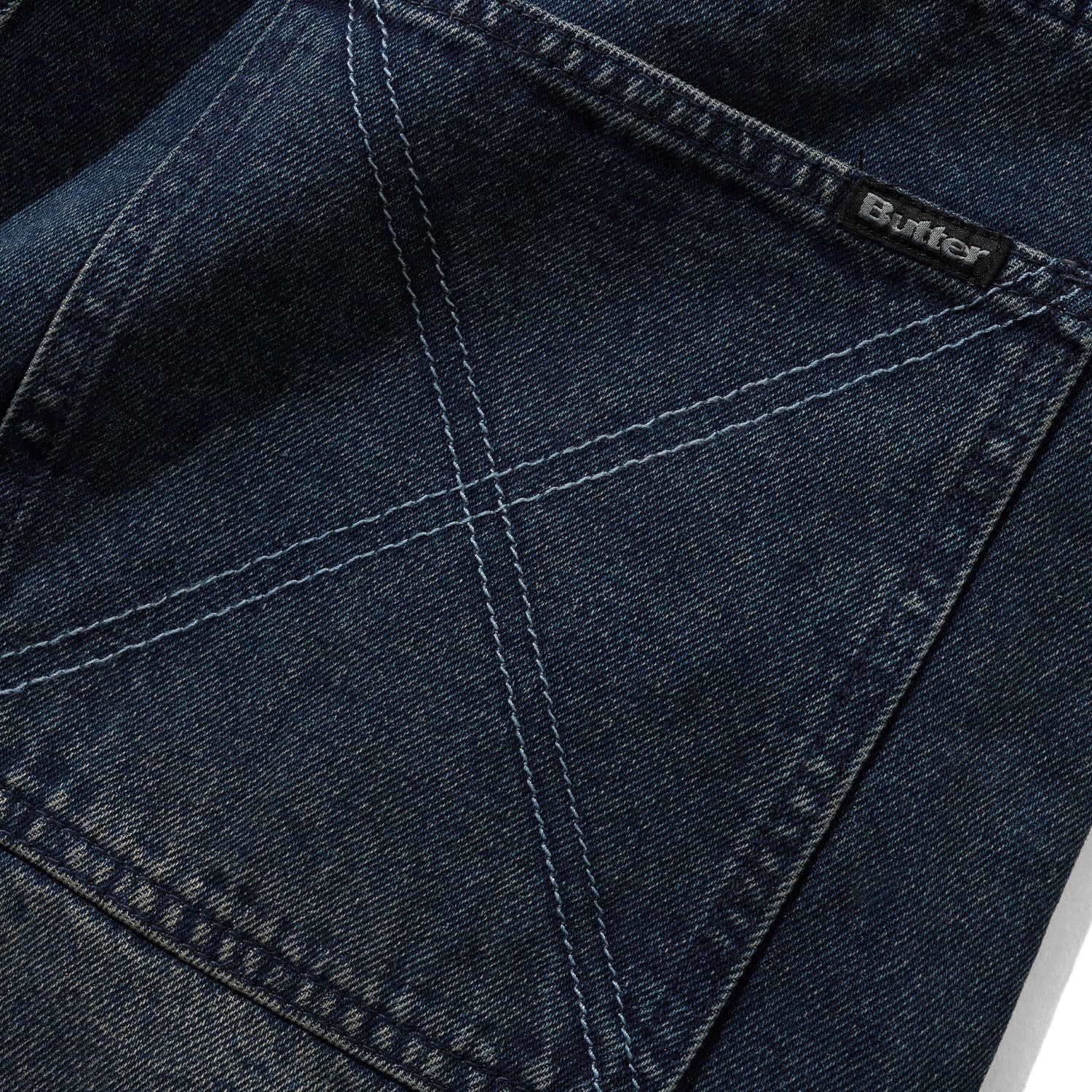 Butter Goods Distressed Big Denim Shorts Washed Dark Blue