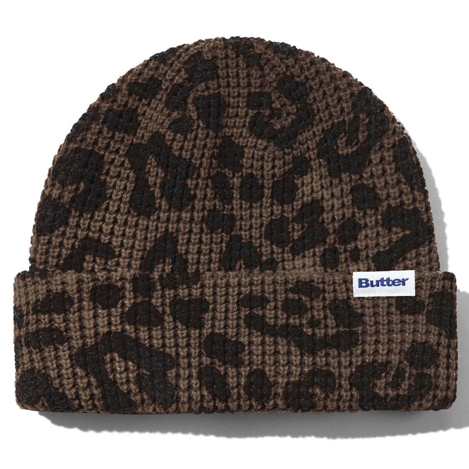 Butter Goods Distress Waffle Cuff Beanie Leopard