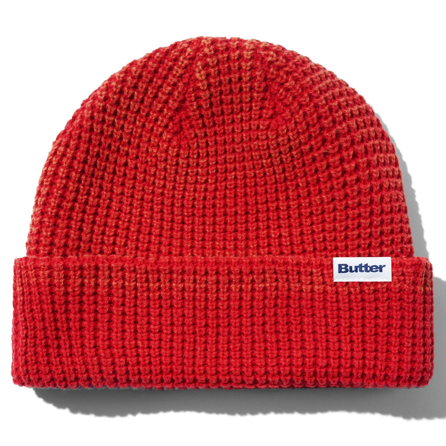 Butter Goods Distress Waffle Cuff Beanie Red