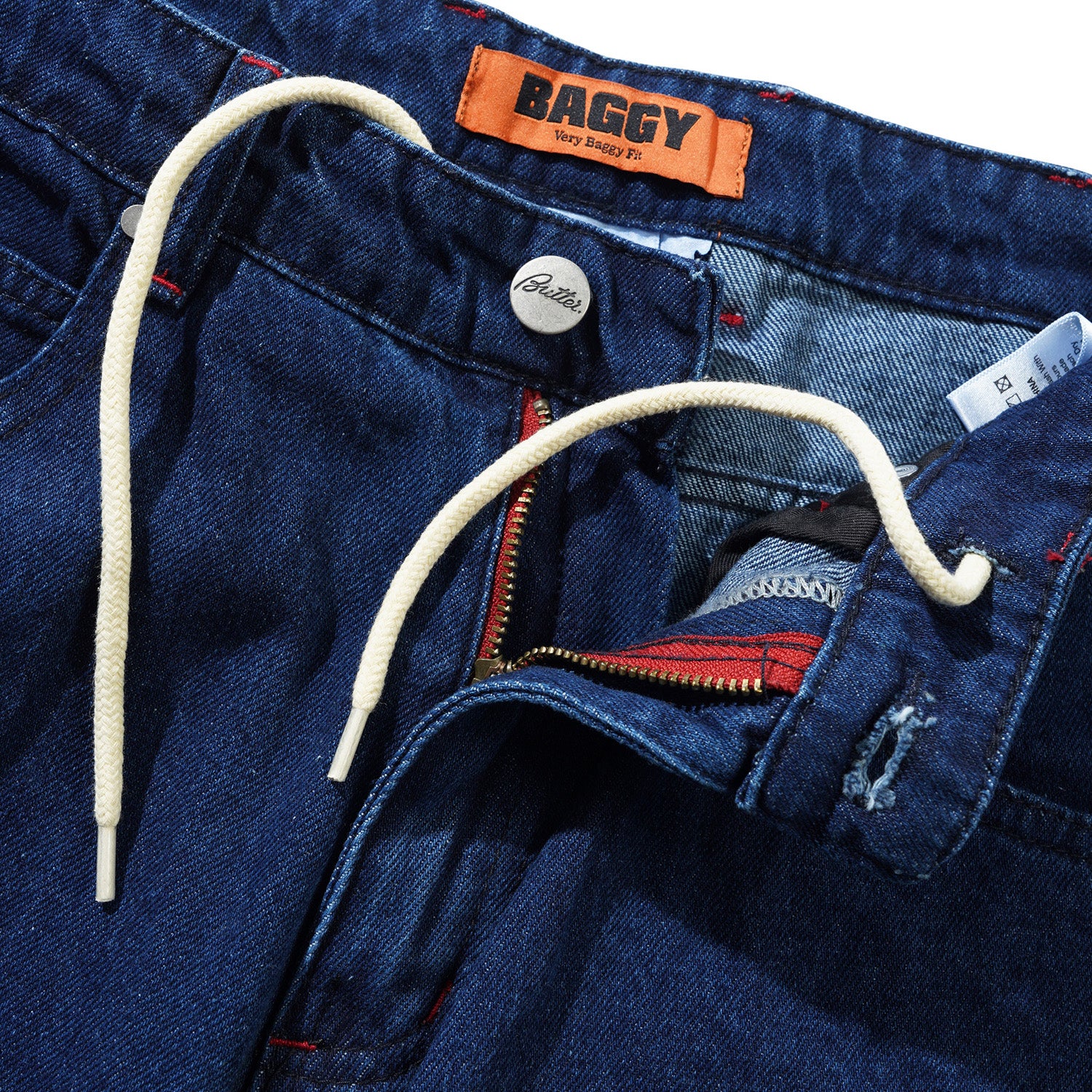 Butter Goods Drummer Baggy Denim Jeans Raw Dark Indigo