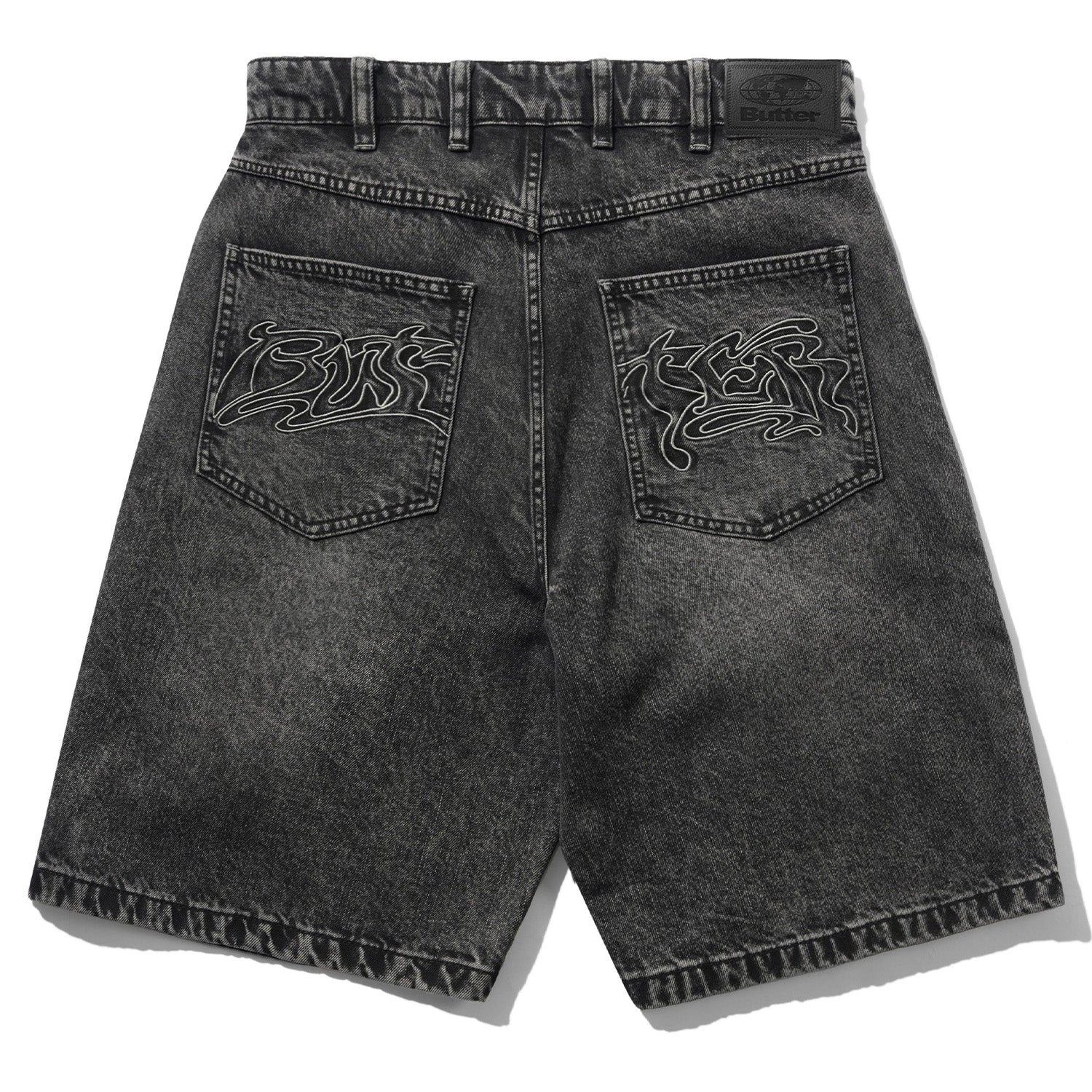 Butter Goods Drummer Baggy Denim Shorts Streaky Black