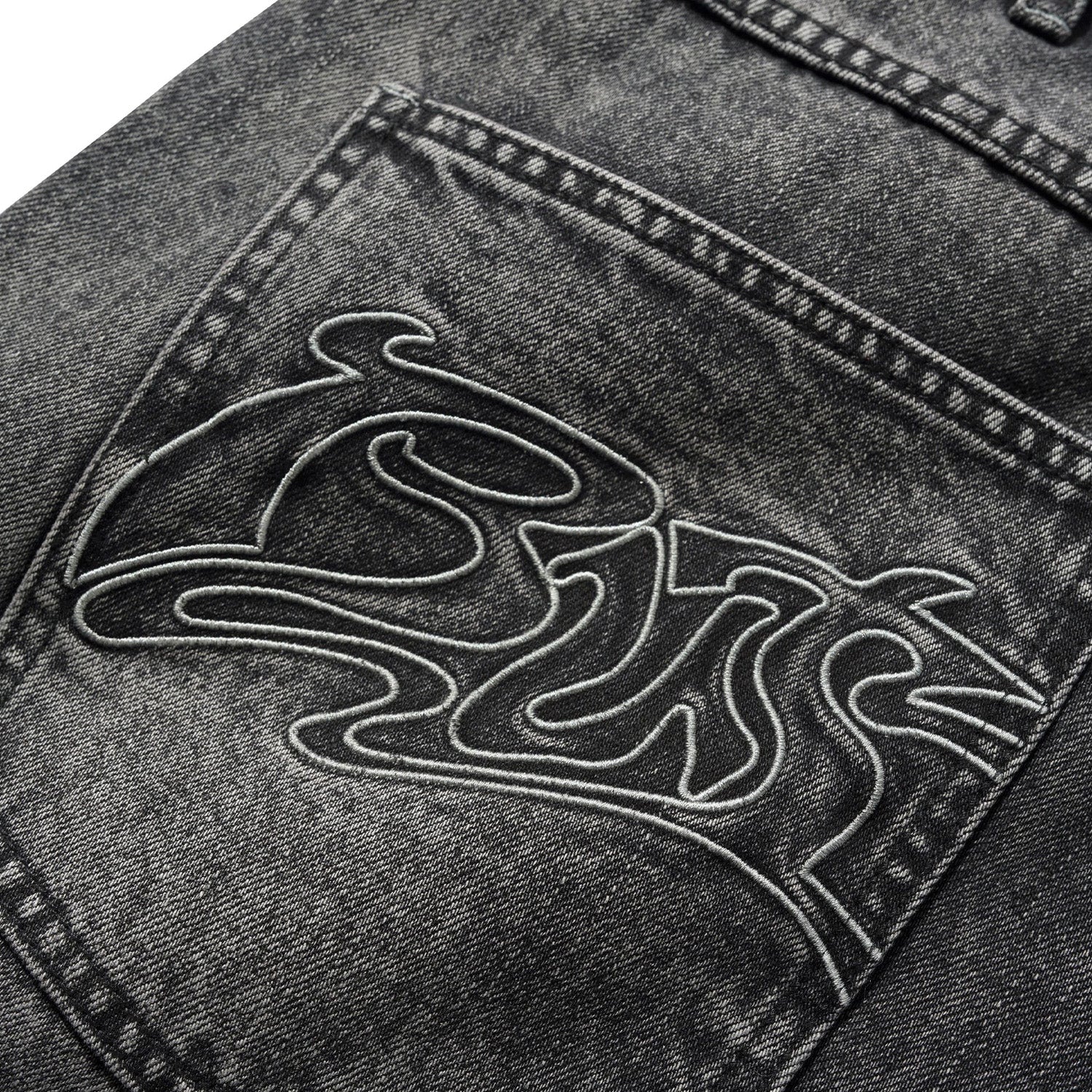 Butter Goods Drummer Baggy Denim Shorts Streaky Black