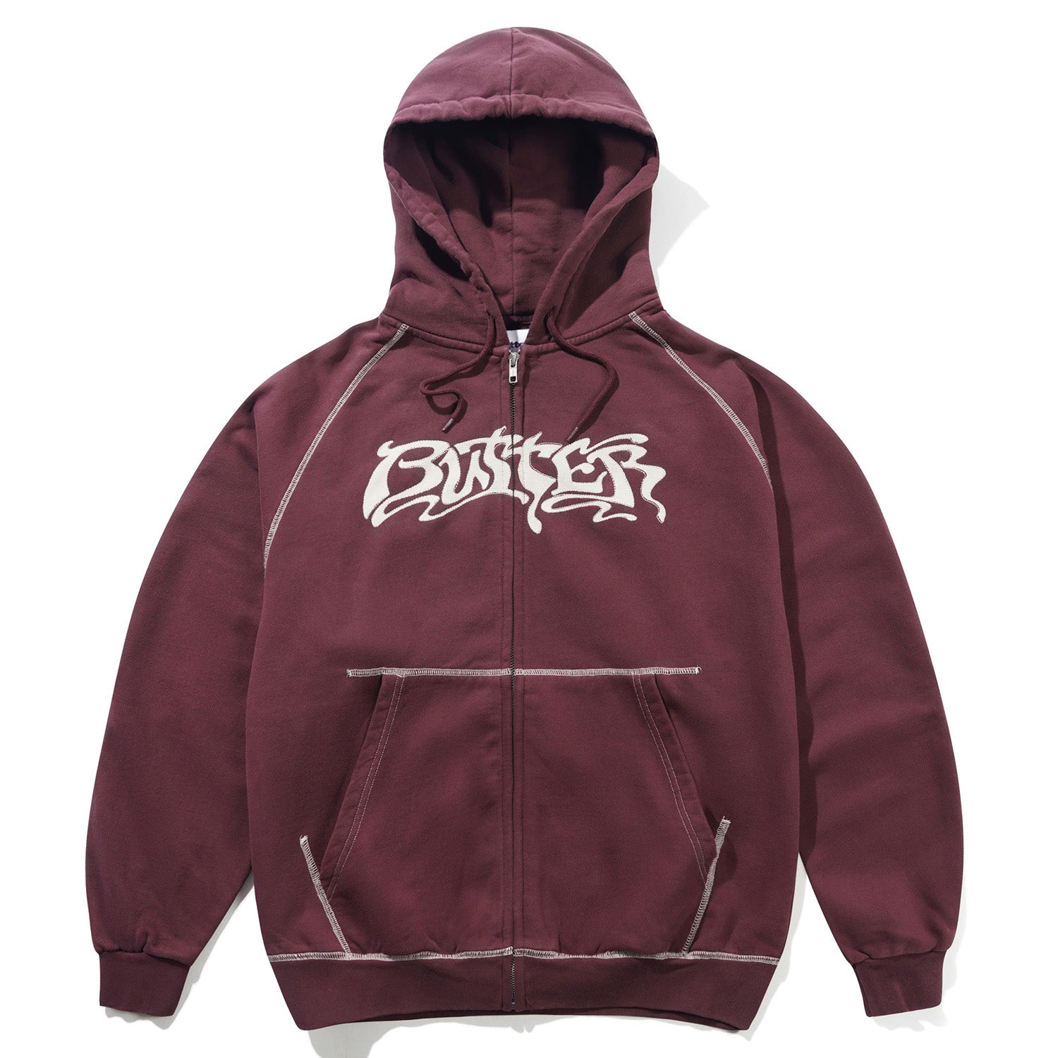 Butter Goods Drummer Zip-Thru Hoodie Washed Rhubarb