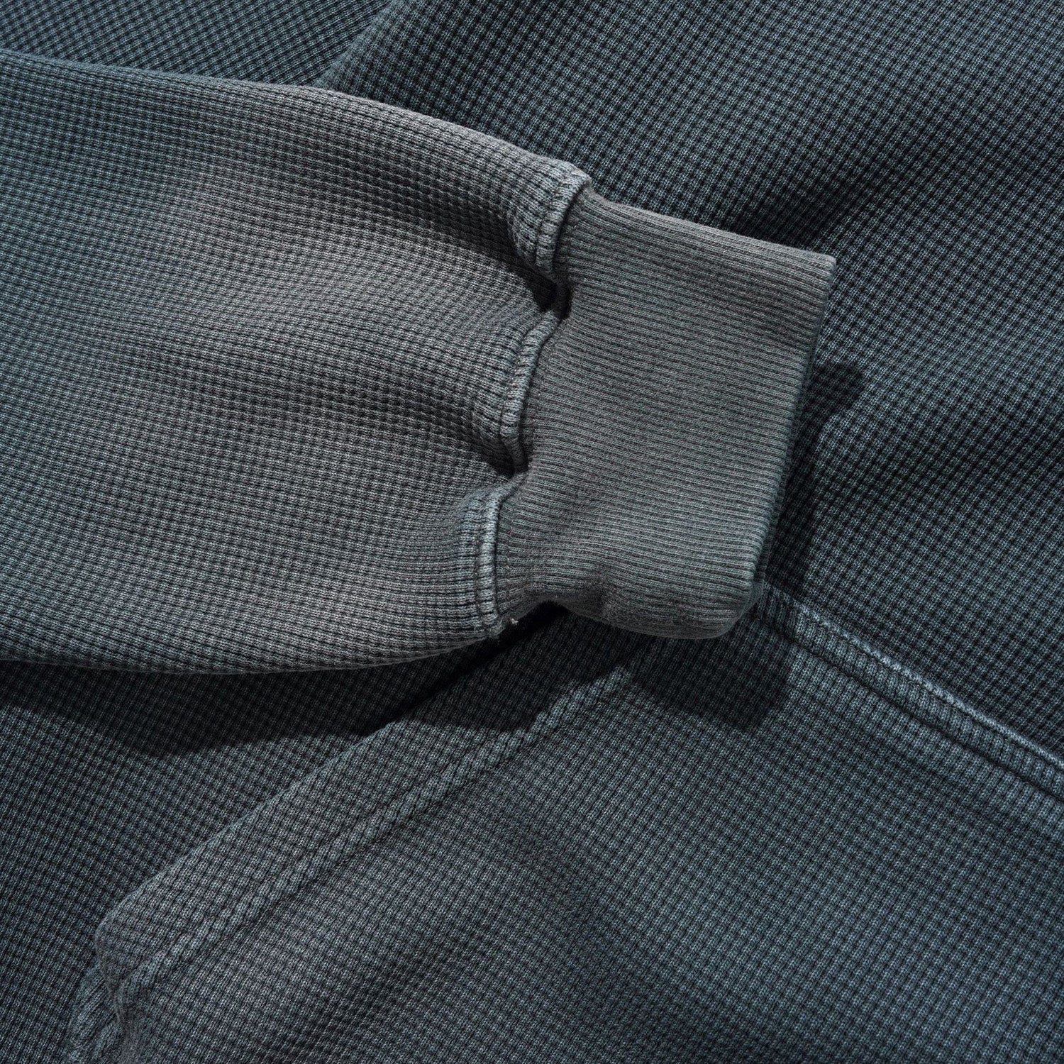 Butter Goods Faded Waffle Zip-Thru Hood Washed Black