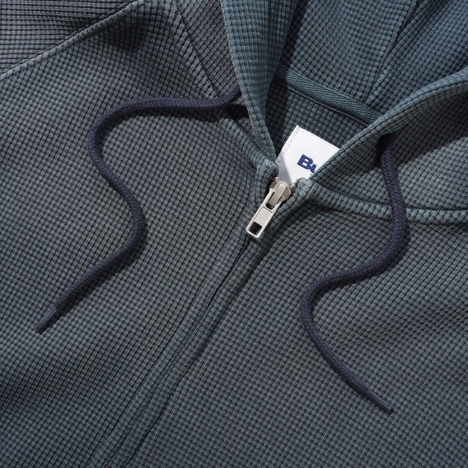 Butter Goods Faded Waffle Zip-Thru Hood Washed Black