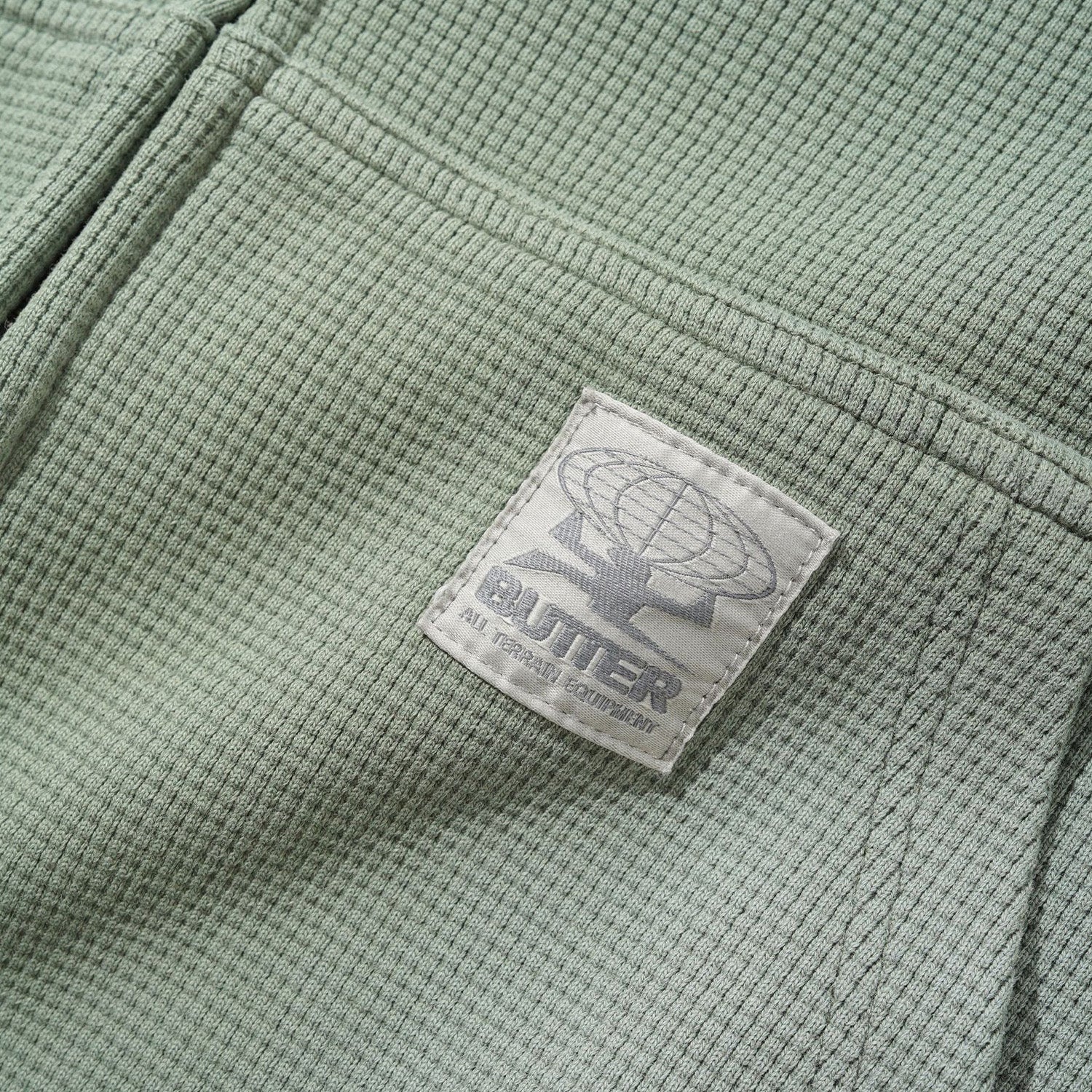 Butter Goods Faded Waffle Zip-Thru Hood Washed Sage