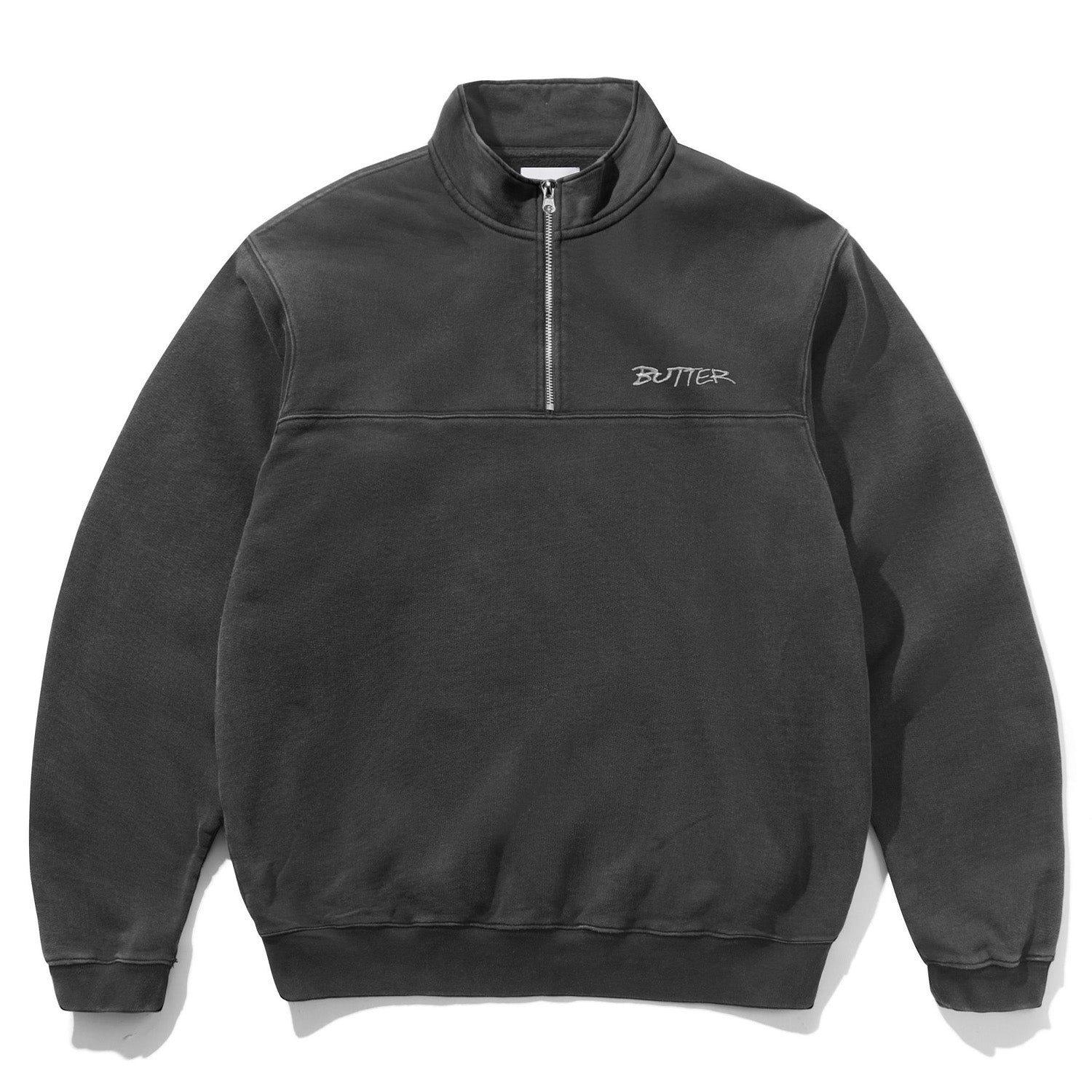 Butter Goods Panel 1/4 Zip Sweater Washed Black
