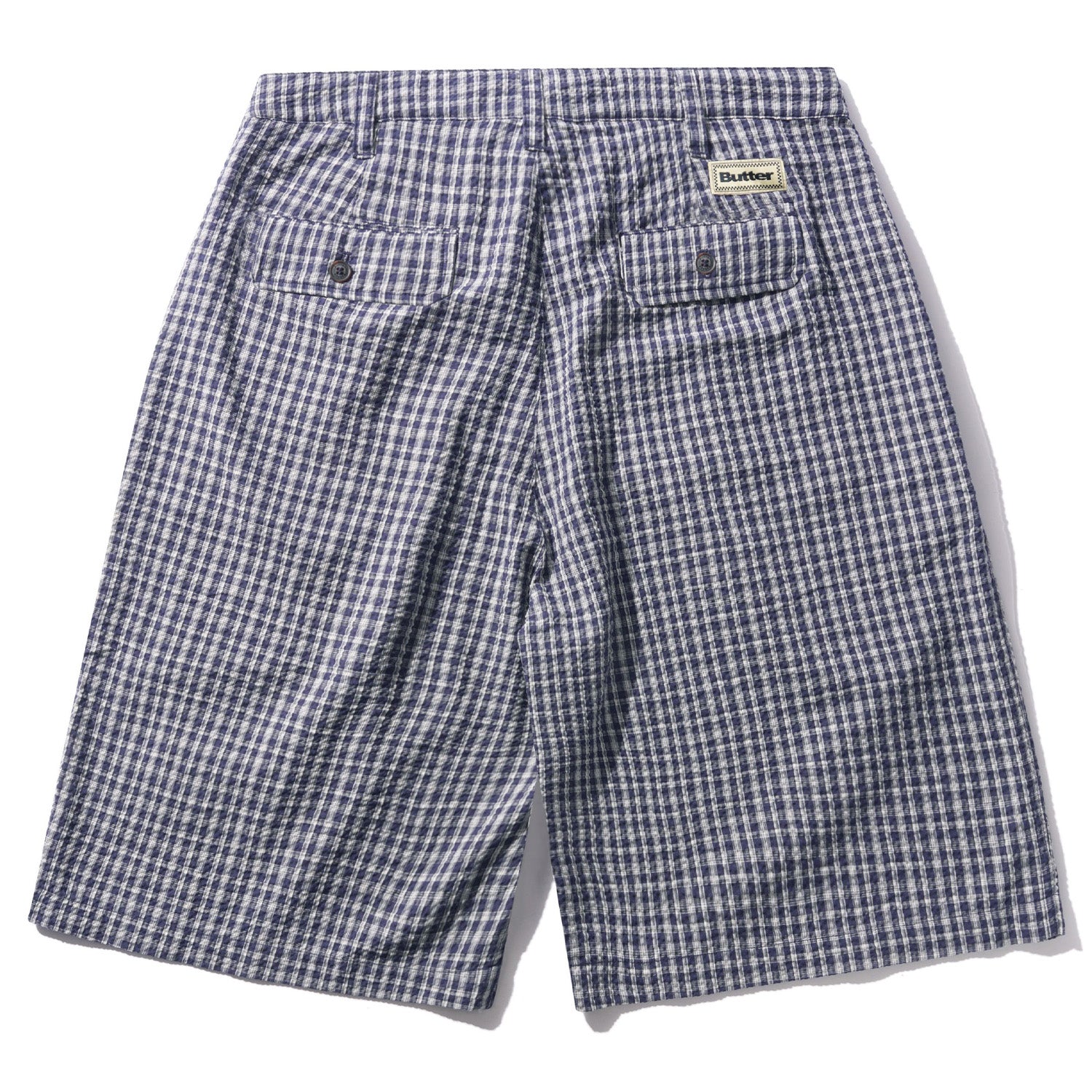 Butter Goods Pleated Shorts Navy Plaid