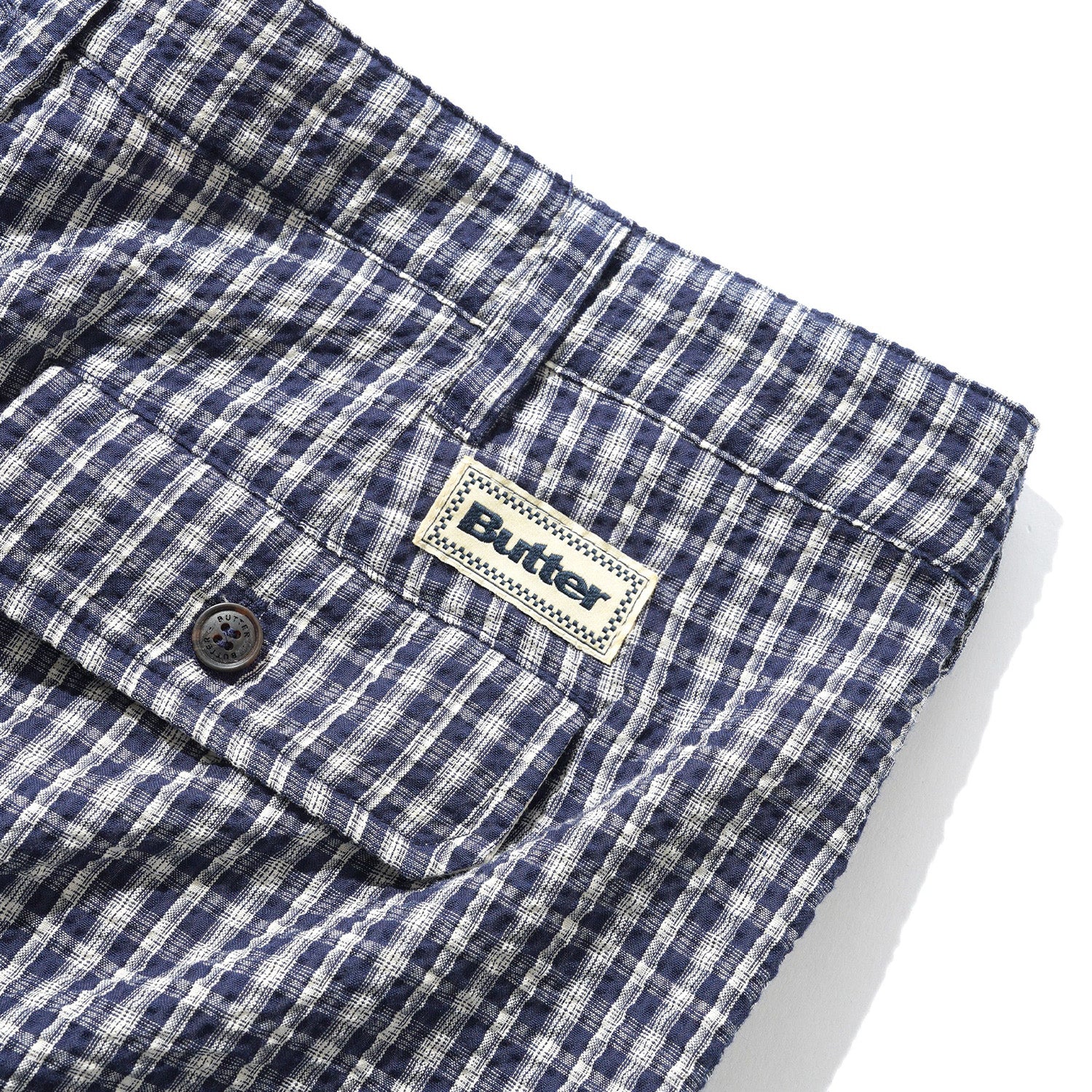 Butter Goods Pleated Shorts Navy Plaid