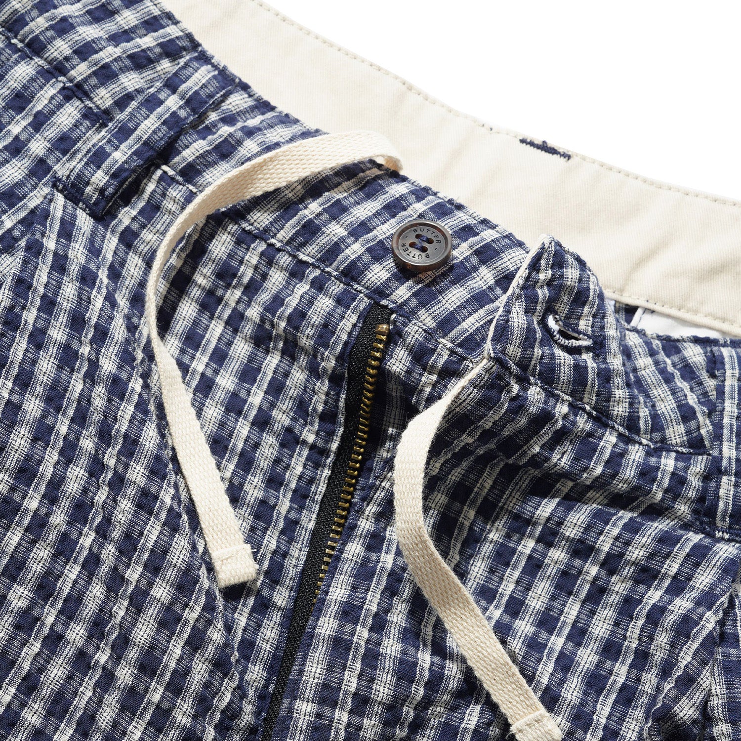 Butter Goods Pleated Shorts Navy Plaid