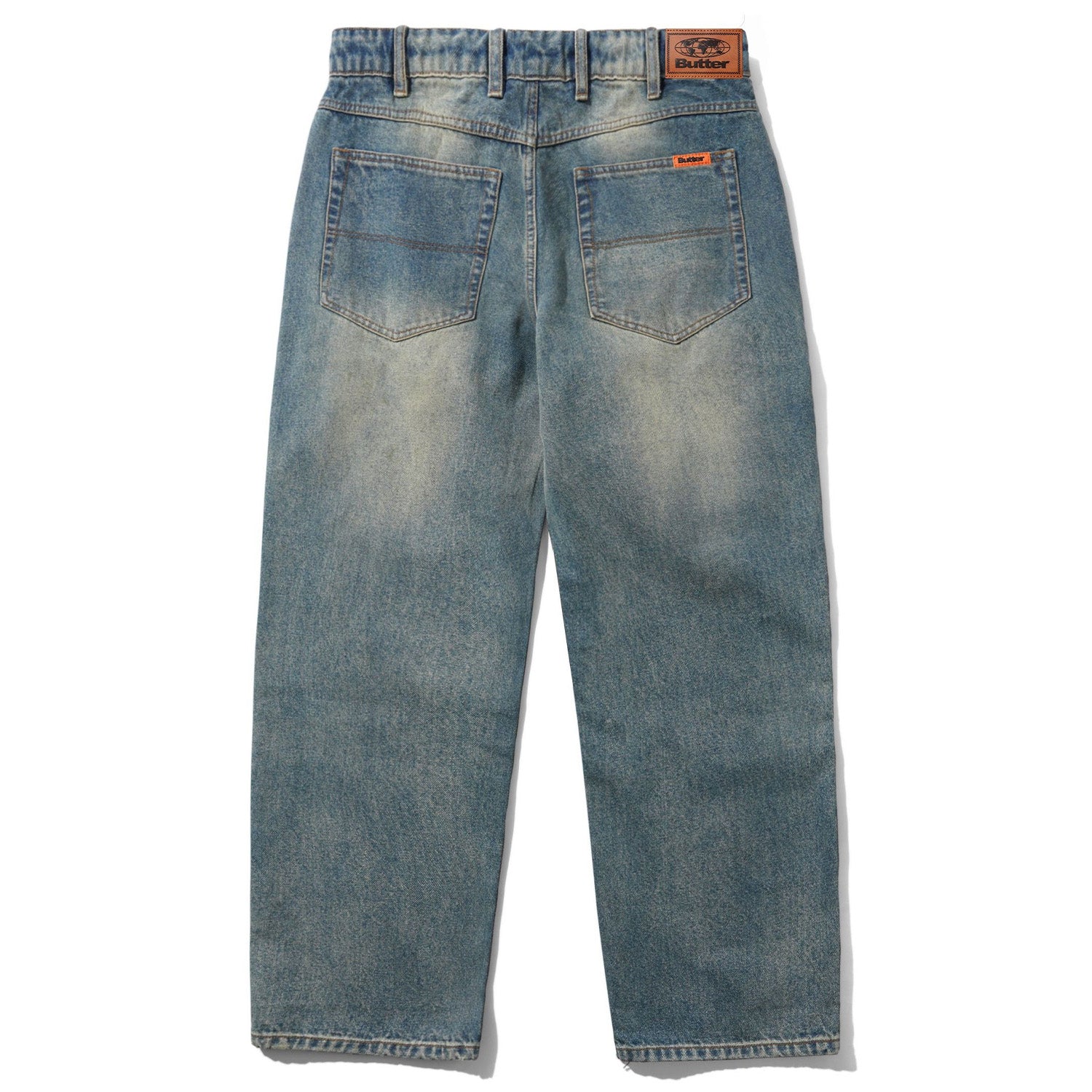 Butter Goods Relaxed Denim Jeans Distressed Mid Blue