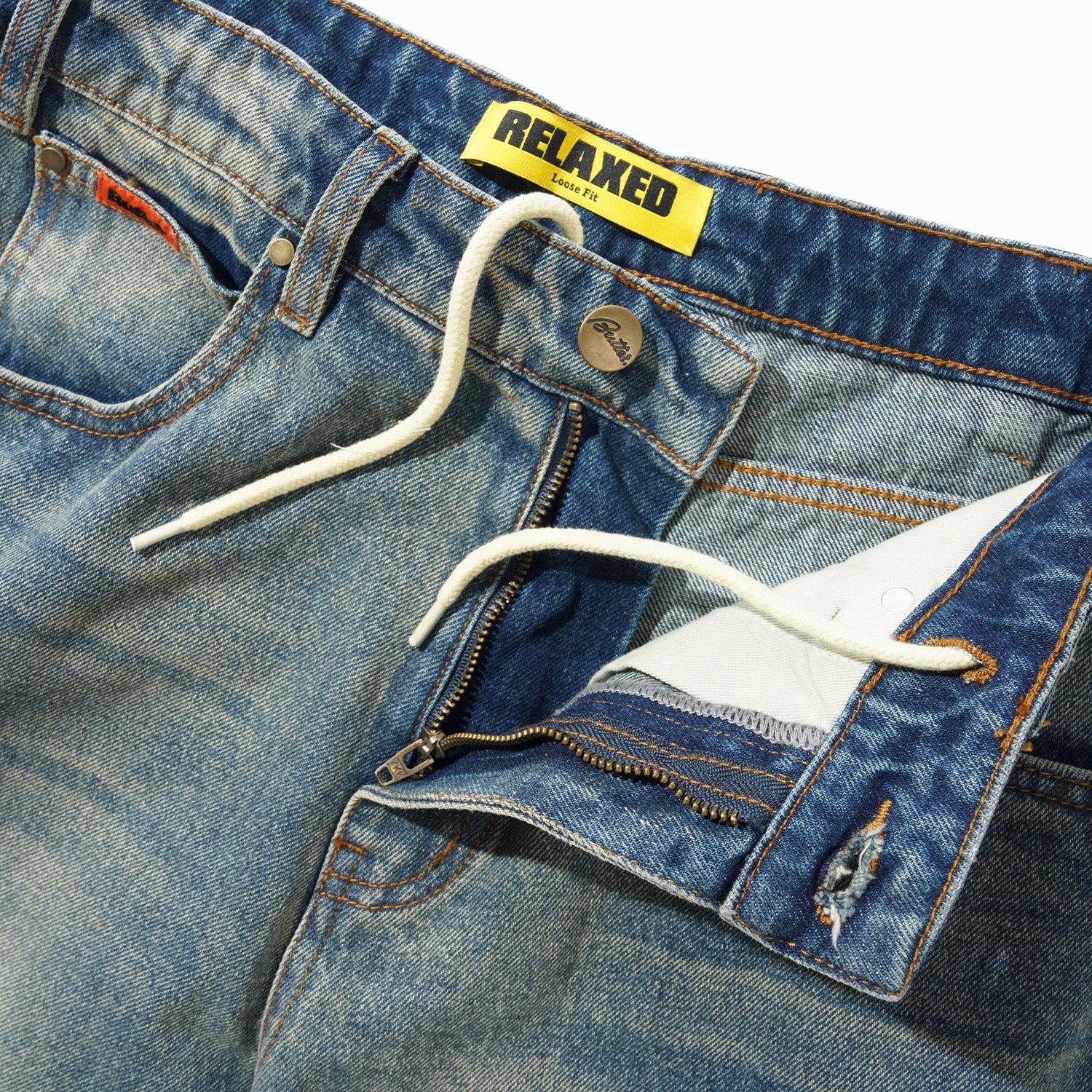 Butter Goods Relaxed Denim Jeans Distressed Mid Blue