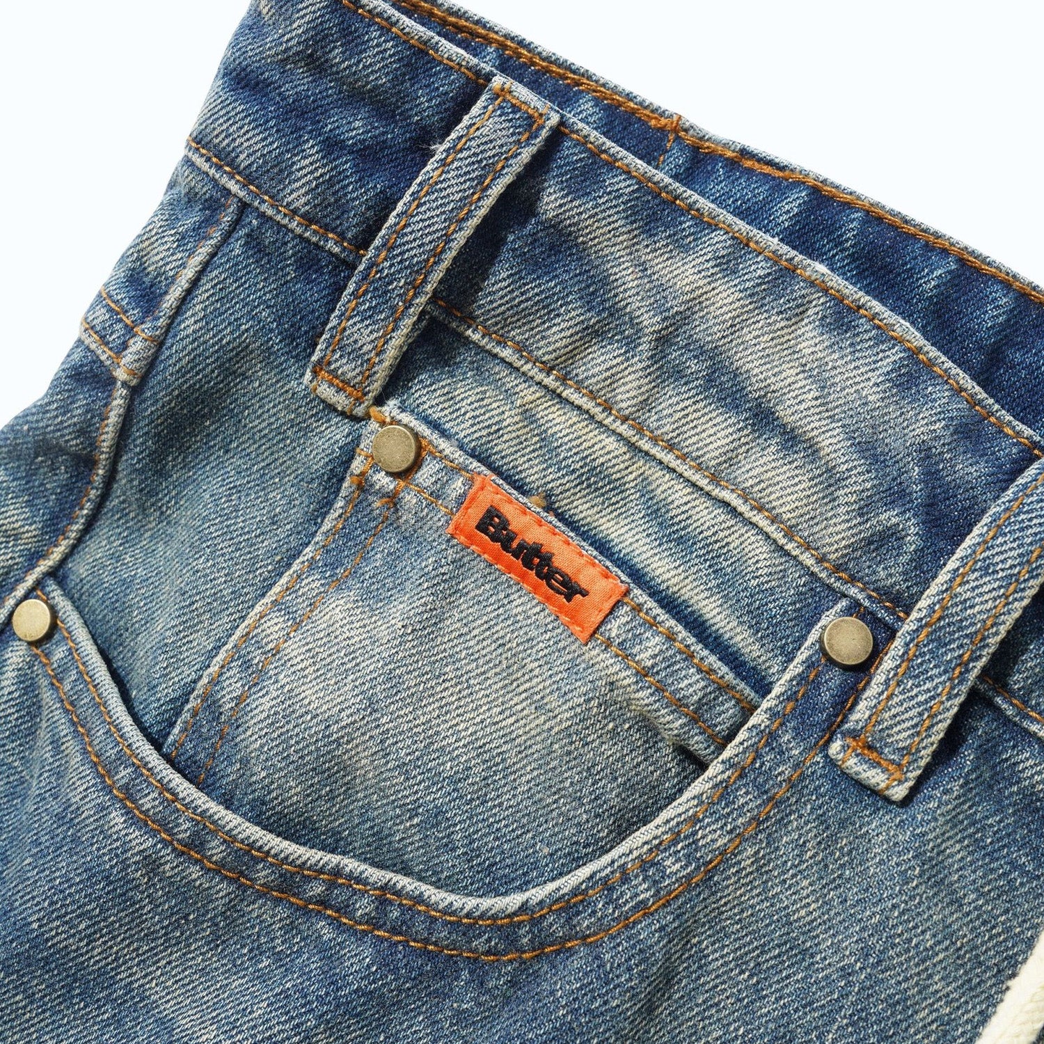 Butter Goods Relaxed Denim Jeans Distressed Mid Blue