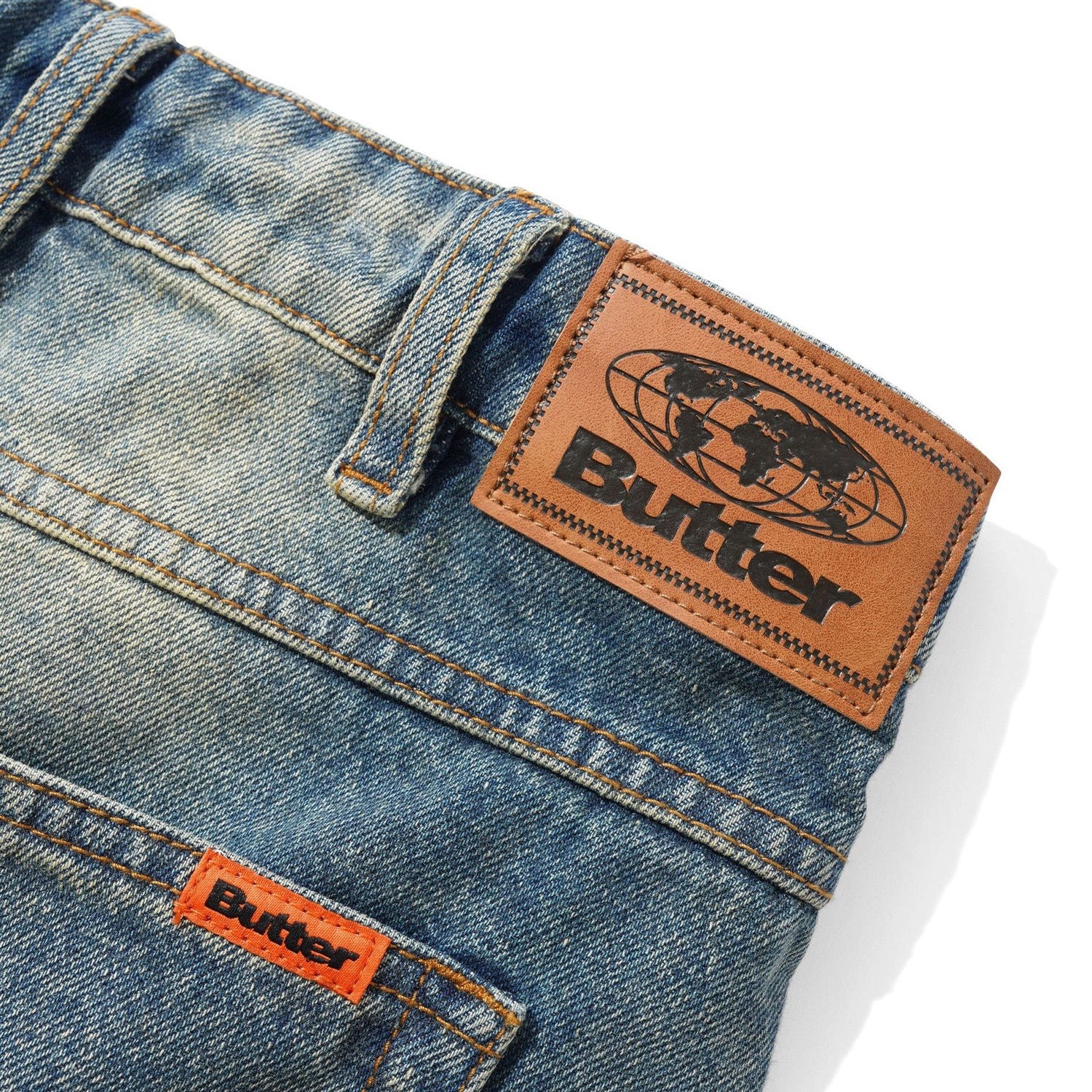 Butter Goods Relaxed Denim Jeans Distressed Mid Blue