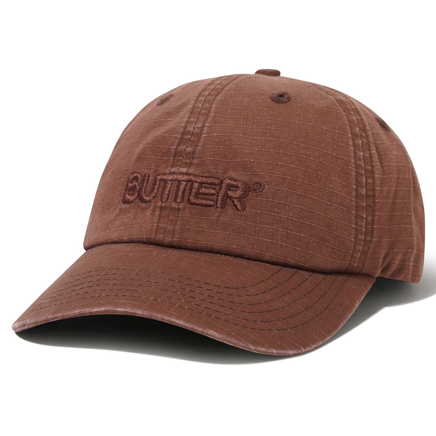Butter Goods Ripstop Rounded Logo 6 Panel Cap Washed Brown