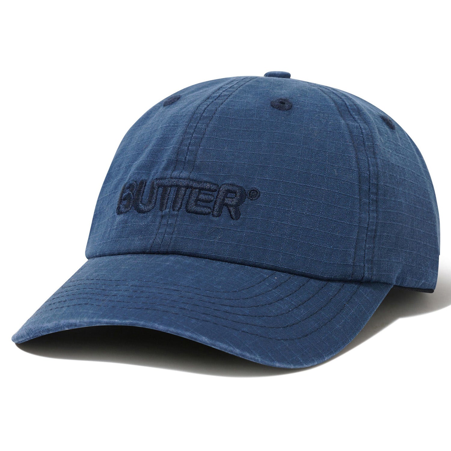 Butter Goods Ripstop Rounded Logo 6 Panel Cap Washed Navy
