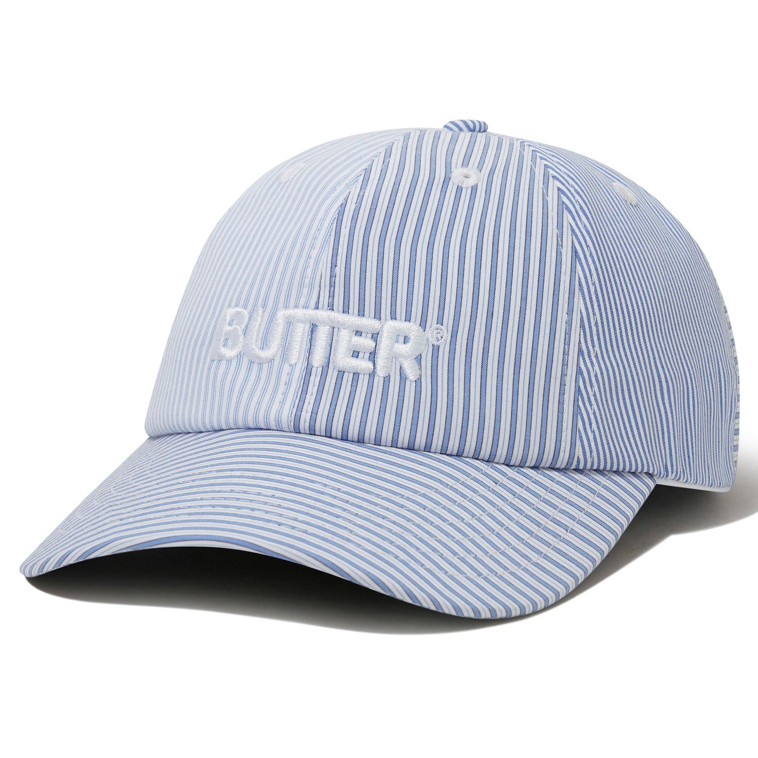 Butter Goods Rounded Logo 6 Panel Cap French Blue Stripe