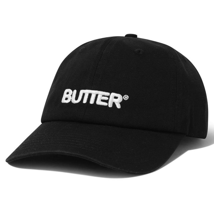 Butter Goods Rounded Logo 6 Panel Cap Washed Black