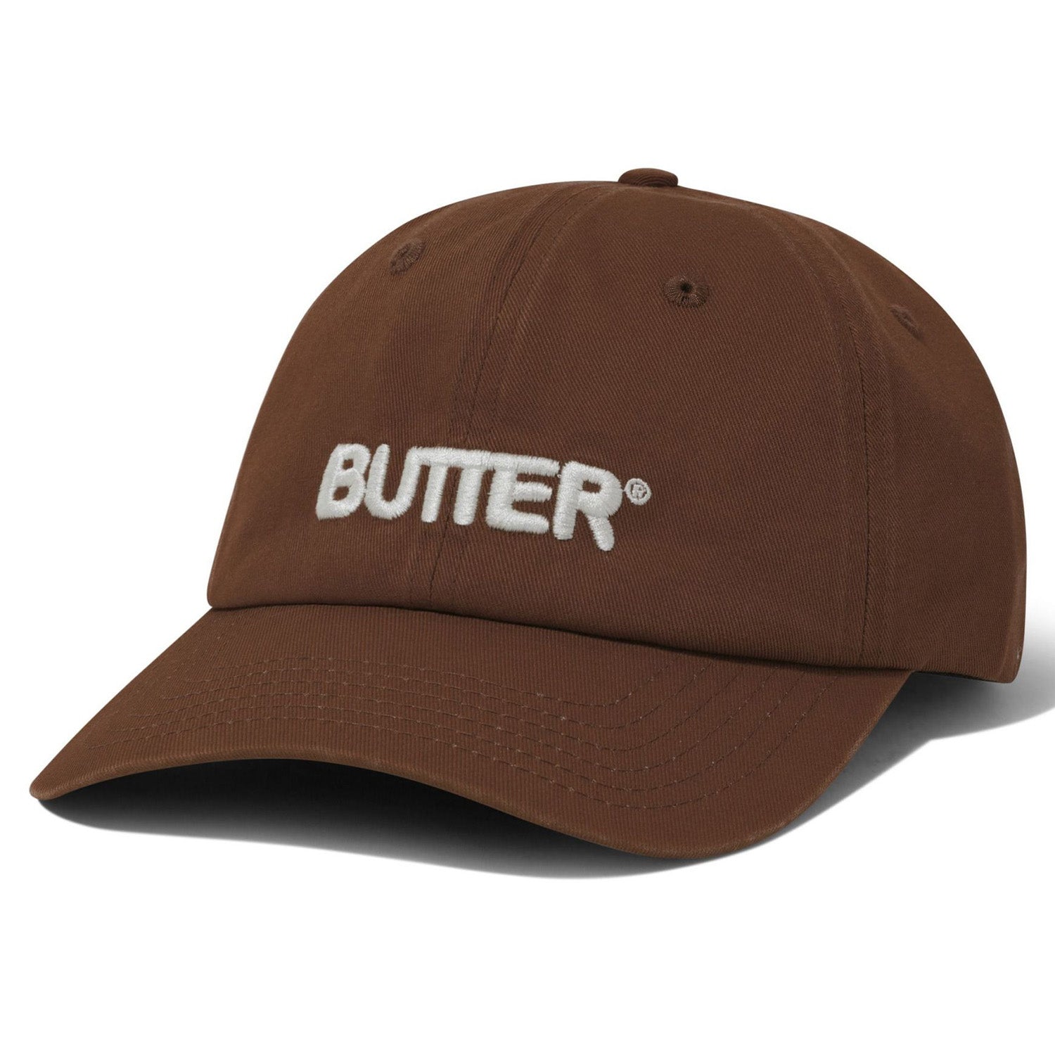 Butter Goods Rounded Logo 6 Panel Cap Washed Brown
