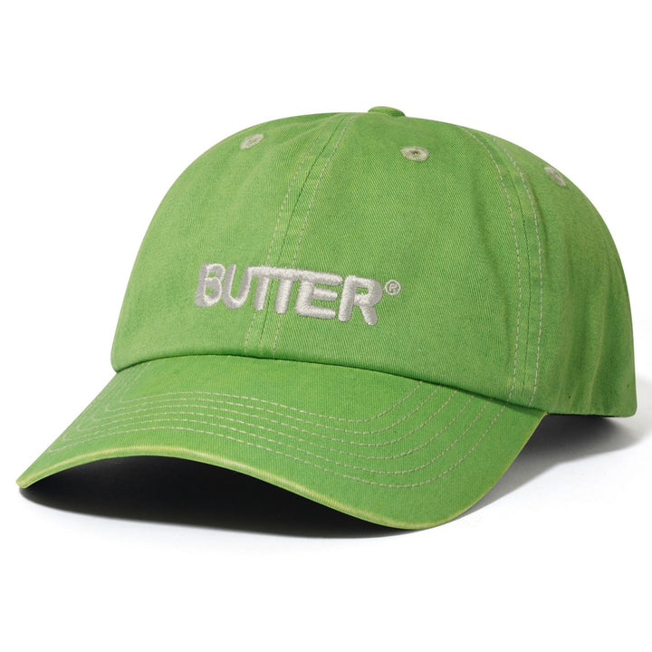 Butter Goods Rounded Logo 6 Panel Cap Washed Green