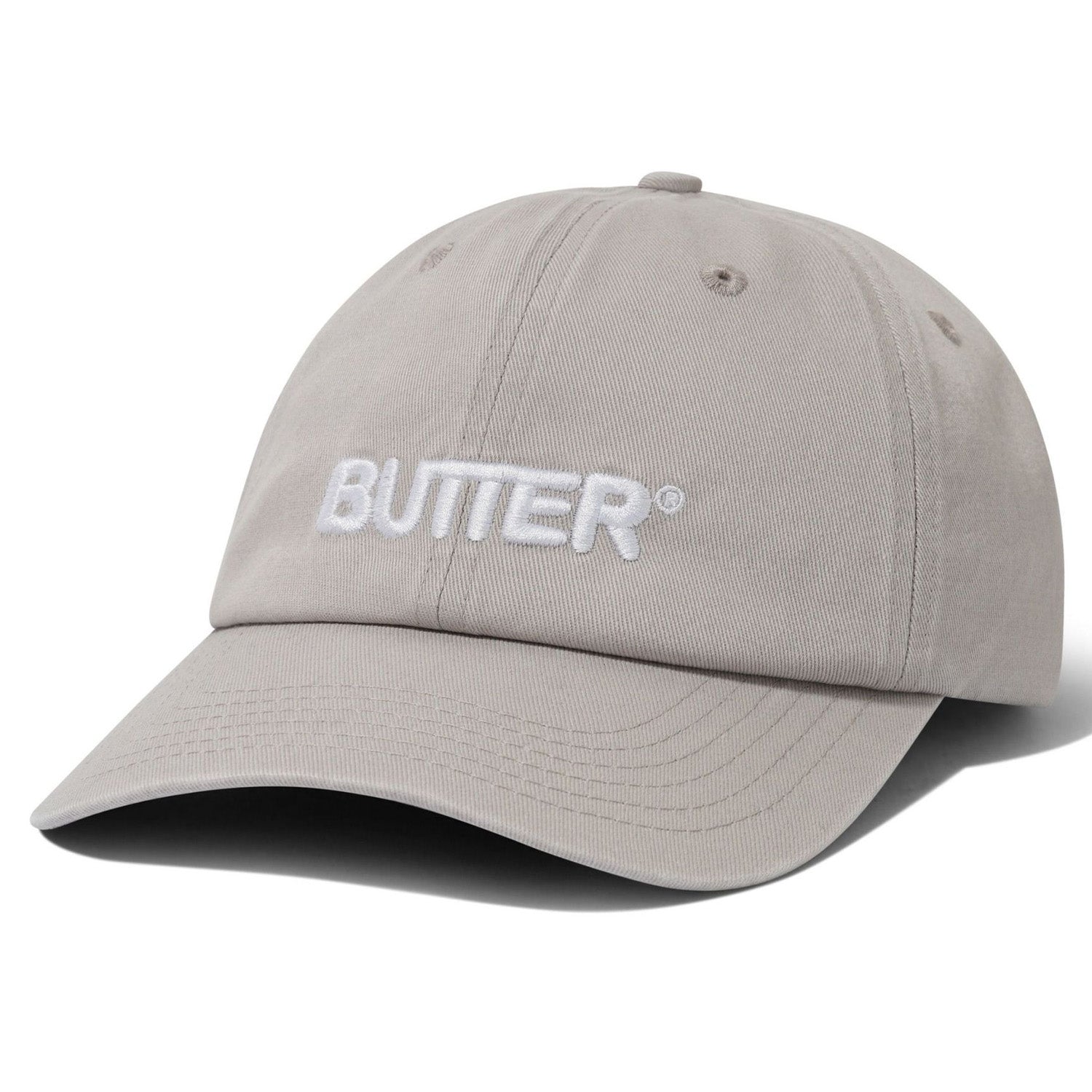 Butter Goods Rounded Logo 6 Panel Cap Washed Light Grey