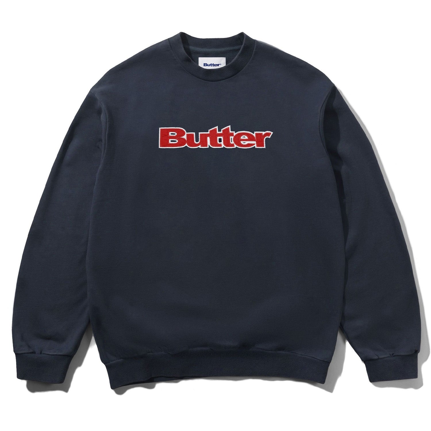 Butter Goods Satin Applique Logo Crewneck Navy