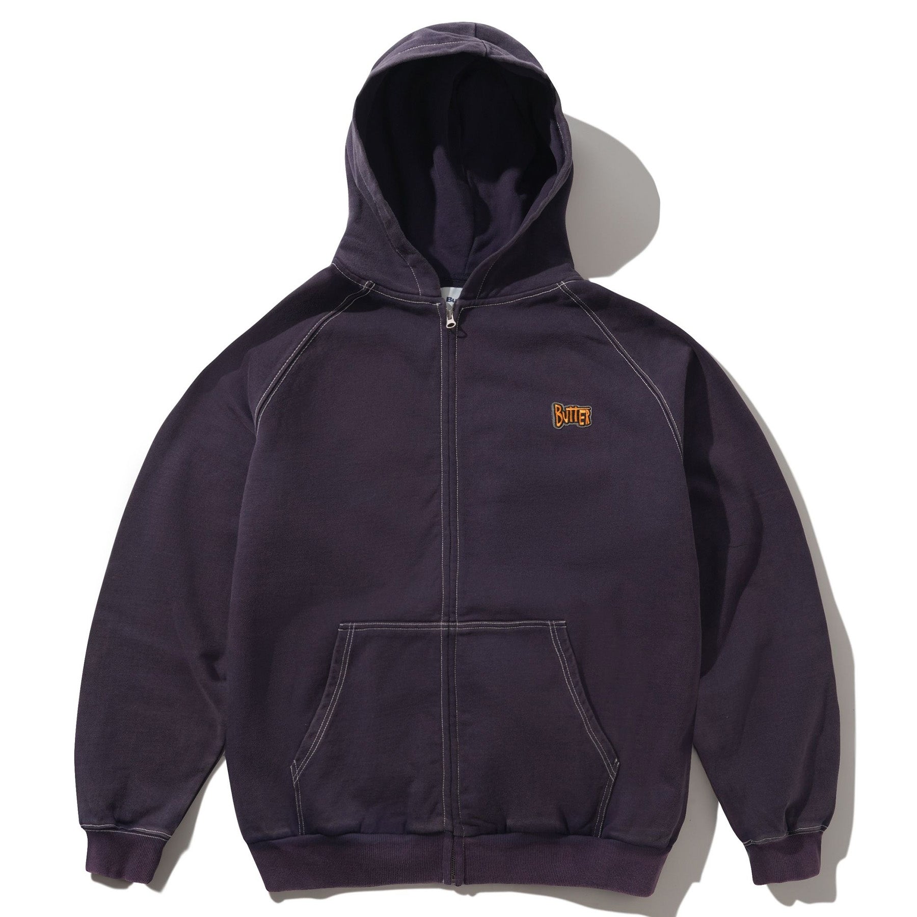 Butter Goods Sketch Zip Thru Hood Eggplant - Orchard Skateshop