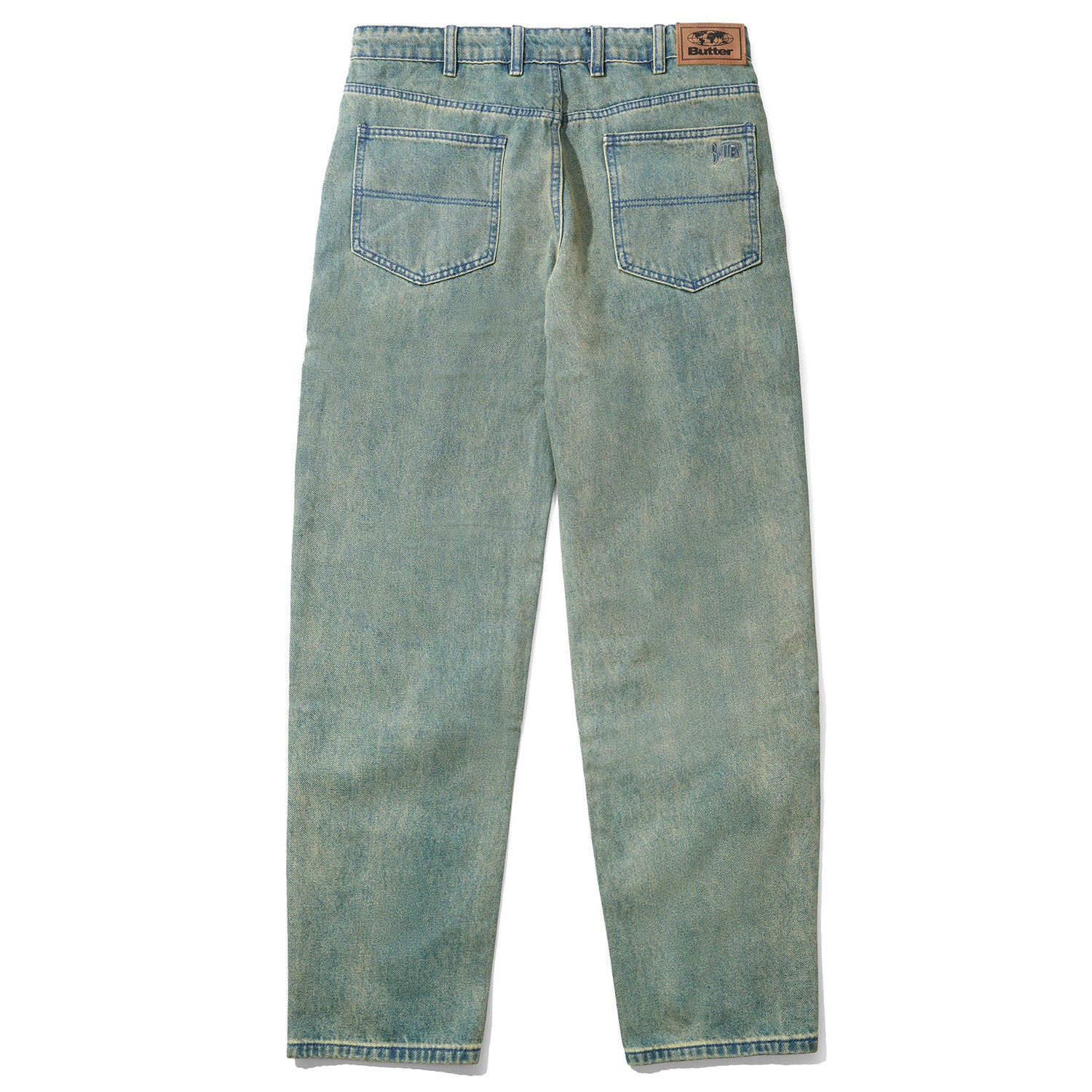 Butter Goods Straight Leg Denim Jeans Dirty Wash Blue
