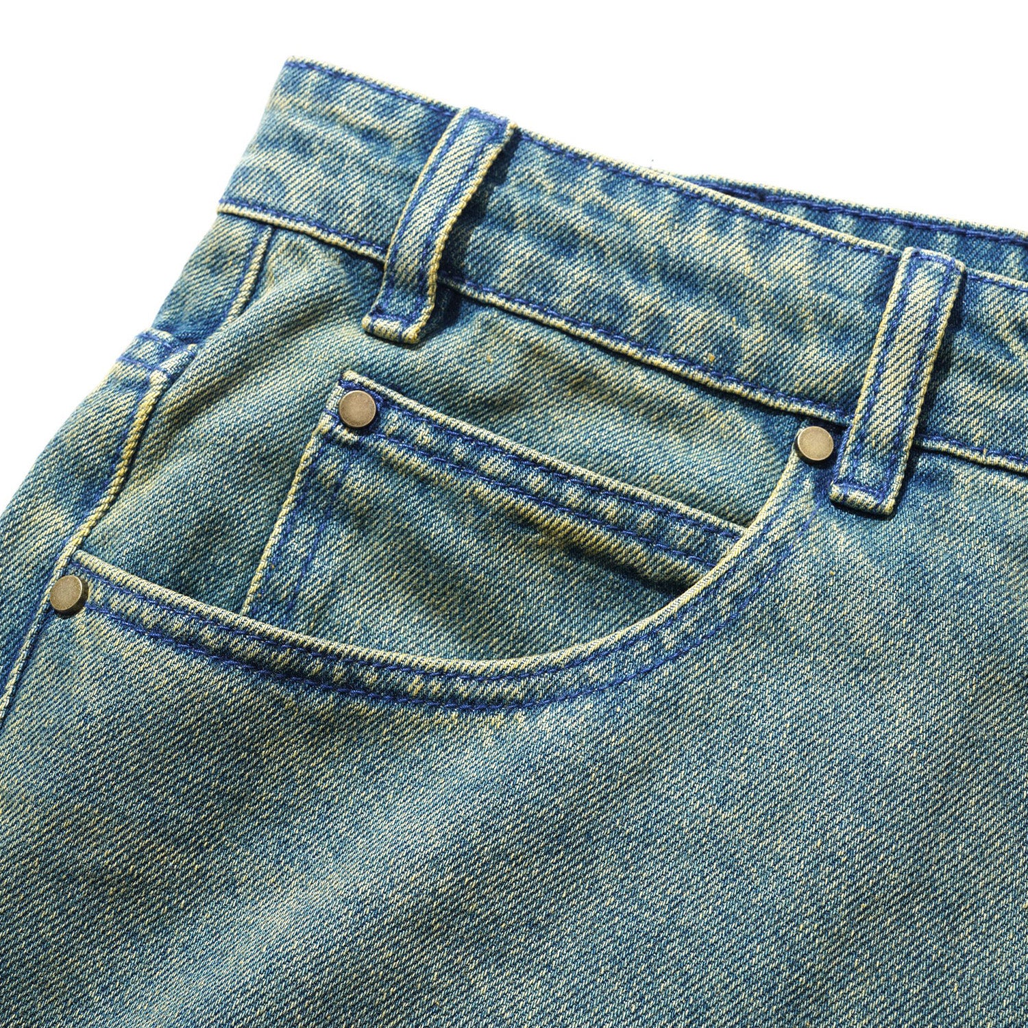 Butter Goods Straight Leg Denim Jeans Dirty Wash Blue
