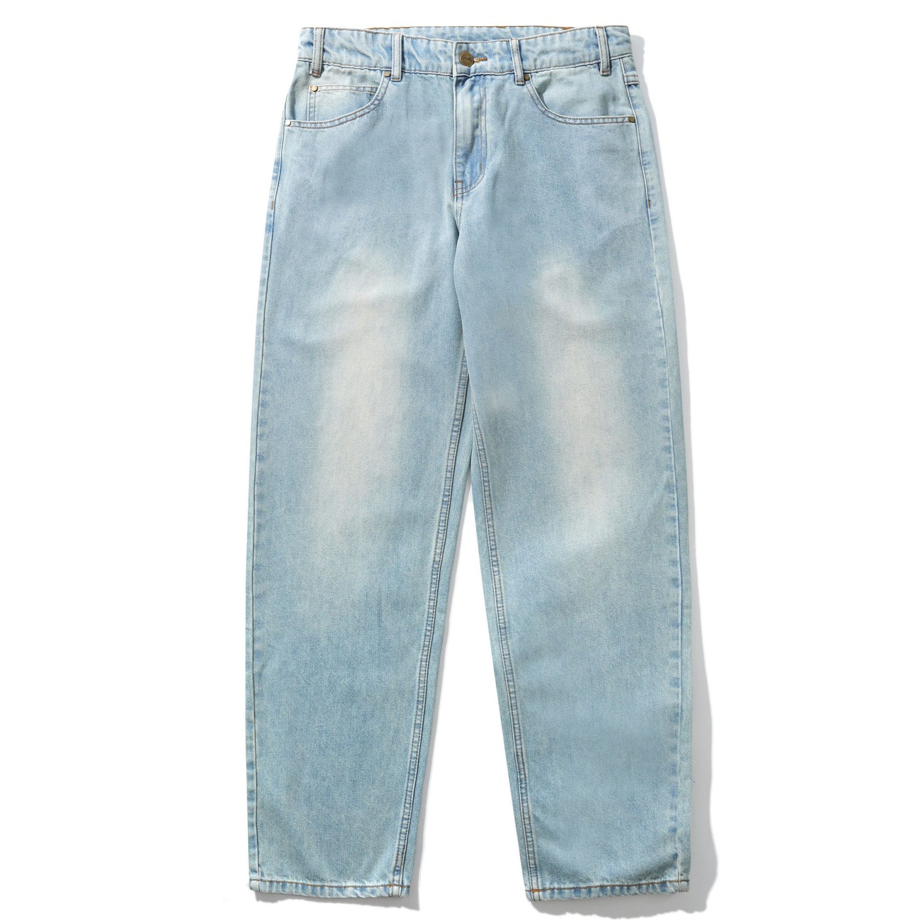 Butter Goods Straight Leg Denim Jeans Distressed Light Blue